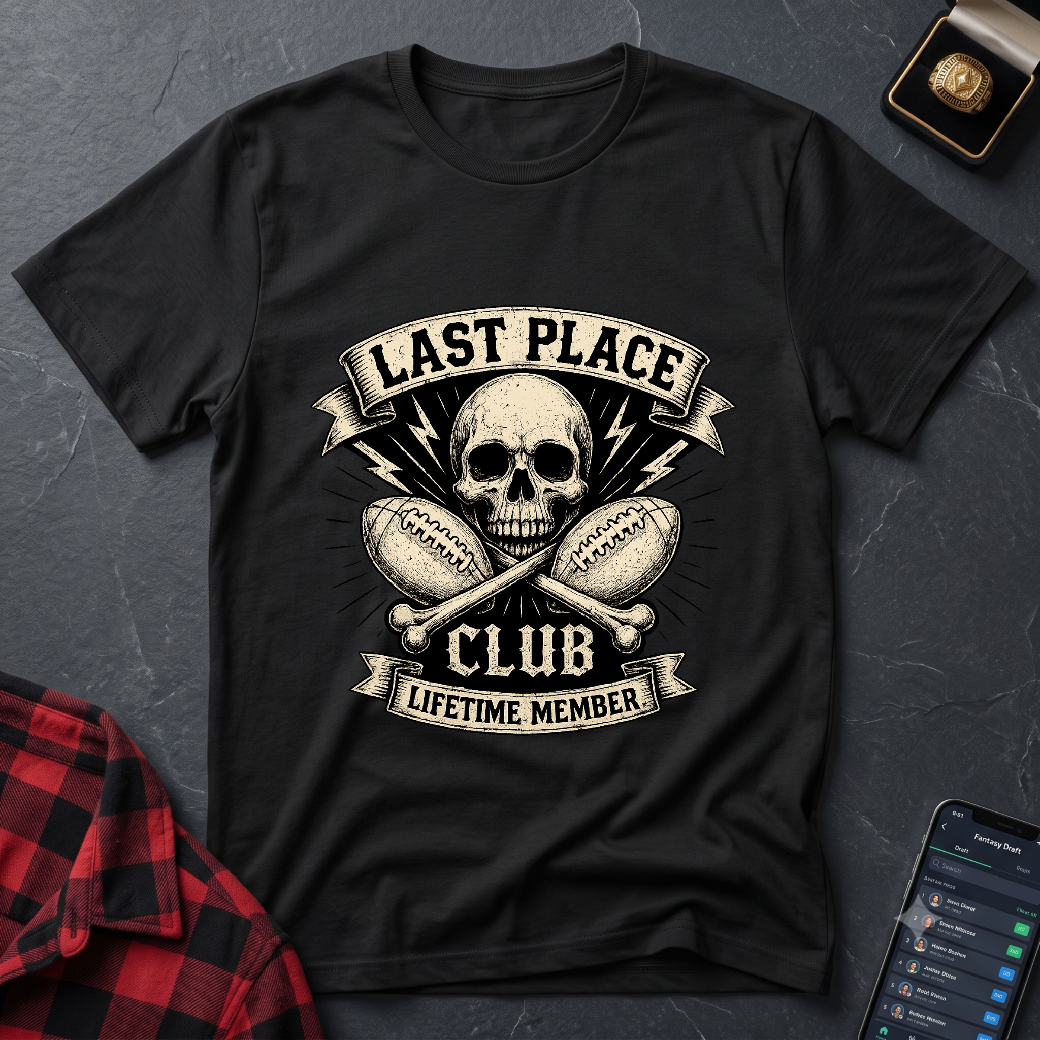 Last Place Club Skull T-Shirt — Funny Retro Sports Loser Graphic Tee