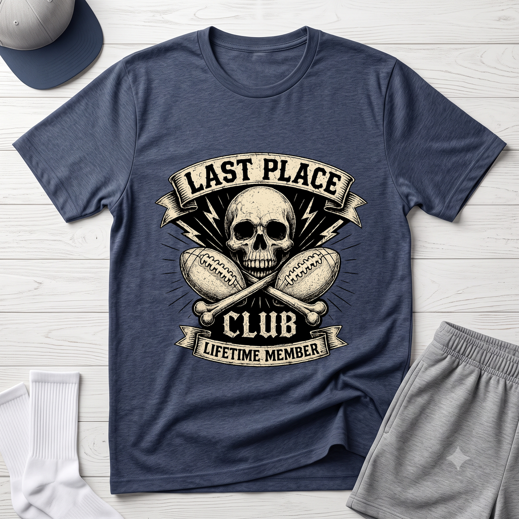 Last Place Club Skull T-Shirt — Funny Retro Sports Loser Graphic Tee
