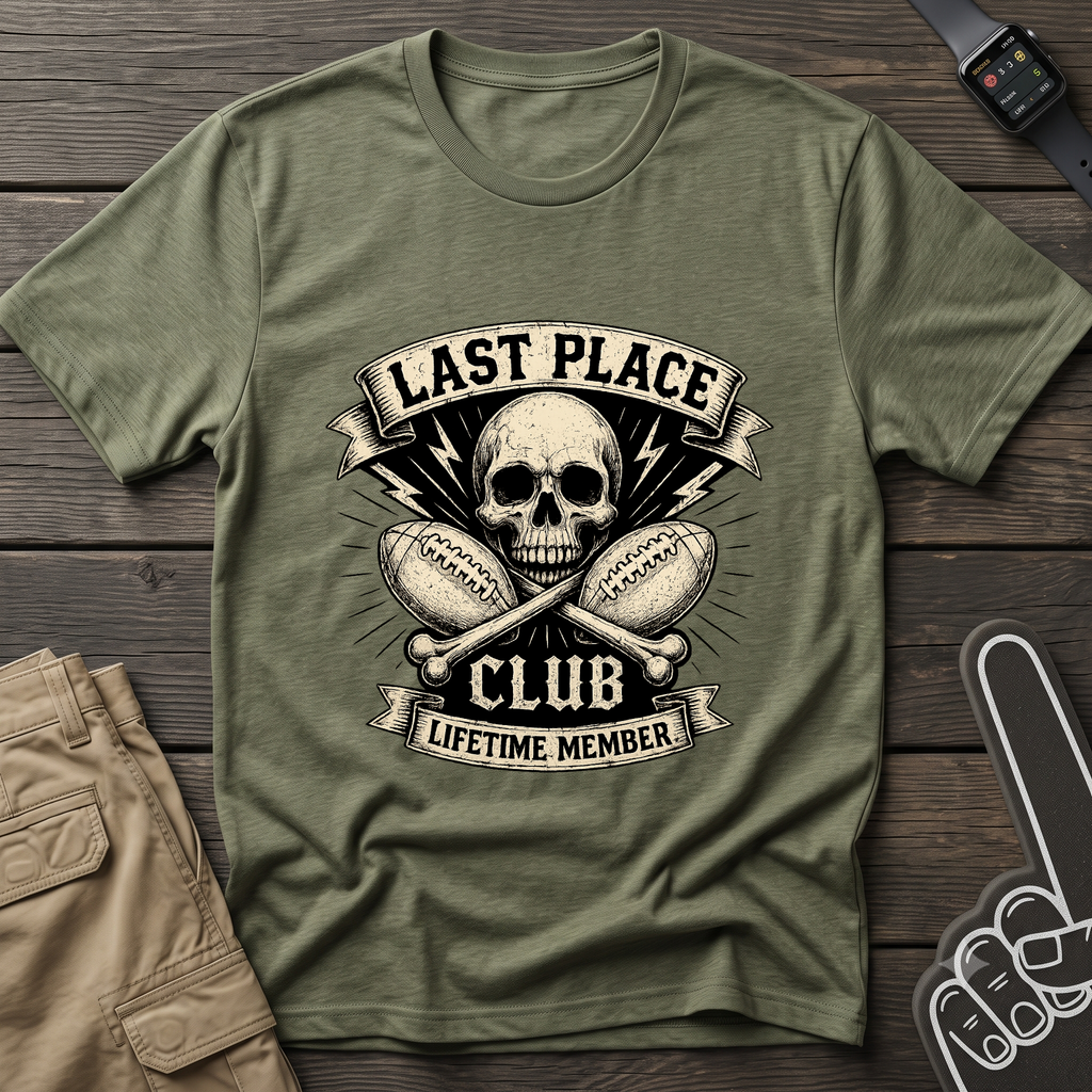 Last Place Club Skull T-Shirt — Funny Retro Sports Loser Graphic Tee