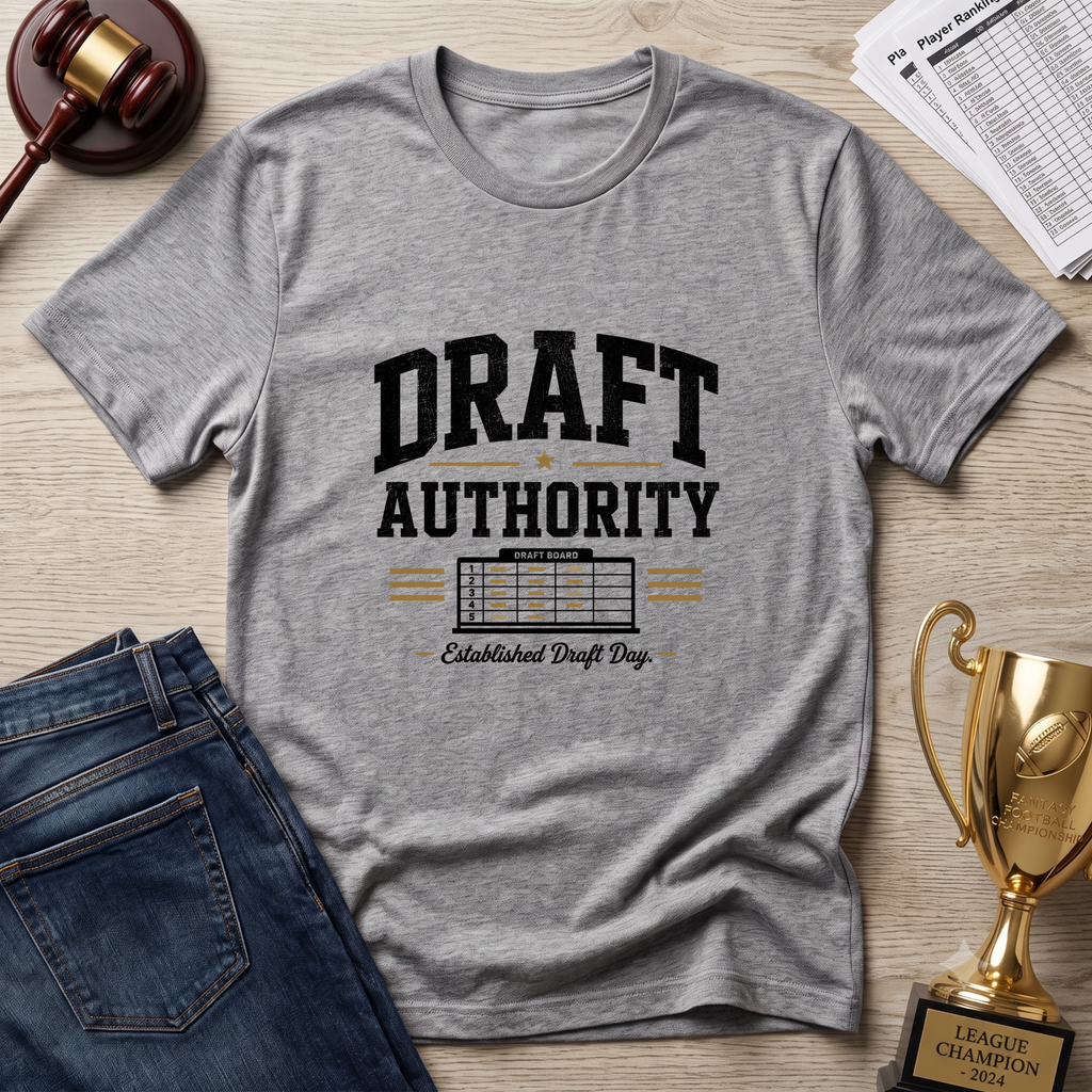 Draft Authority Fantasy Football T‑Shirt – Established Draft Day Football Tee