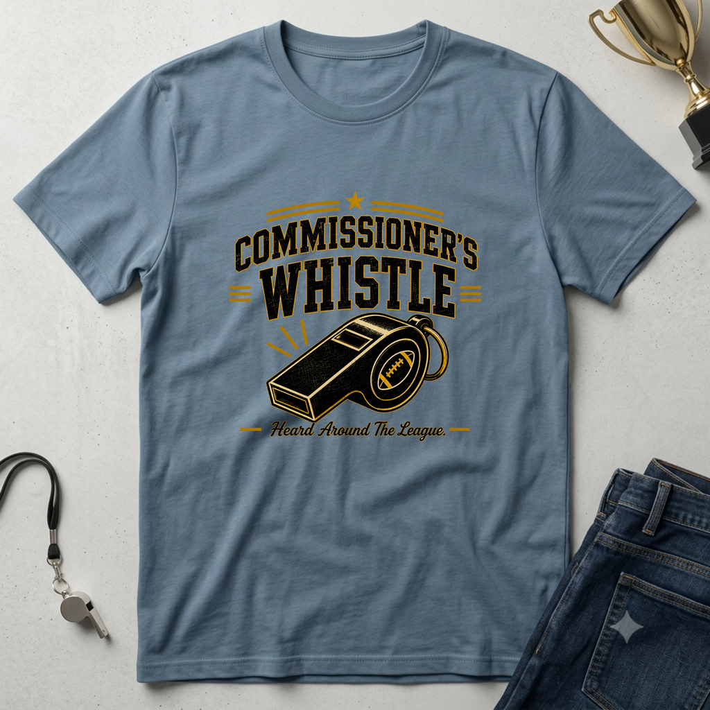 Commissioner's Whistle Fantasy Football T-Shirt — Vintage Referee Sports Tee