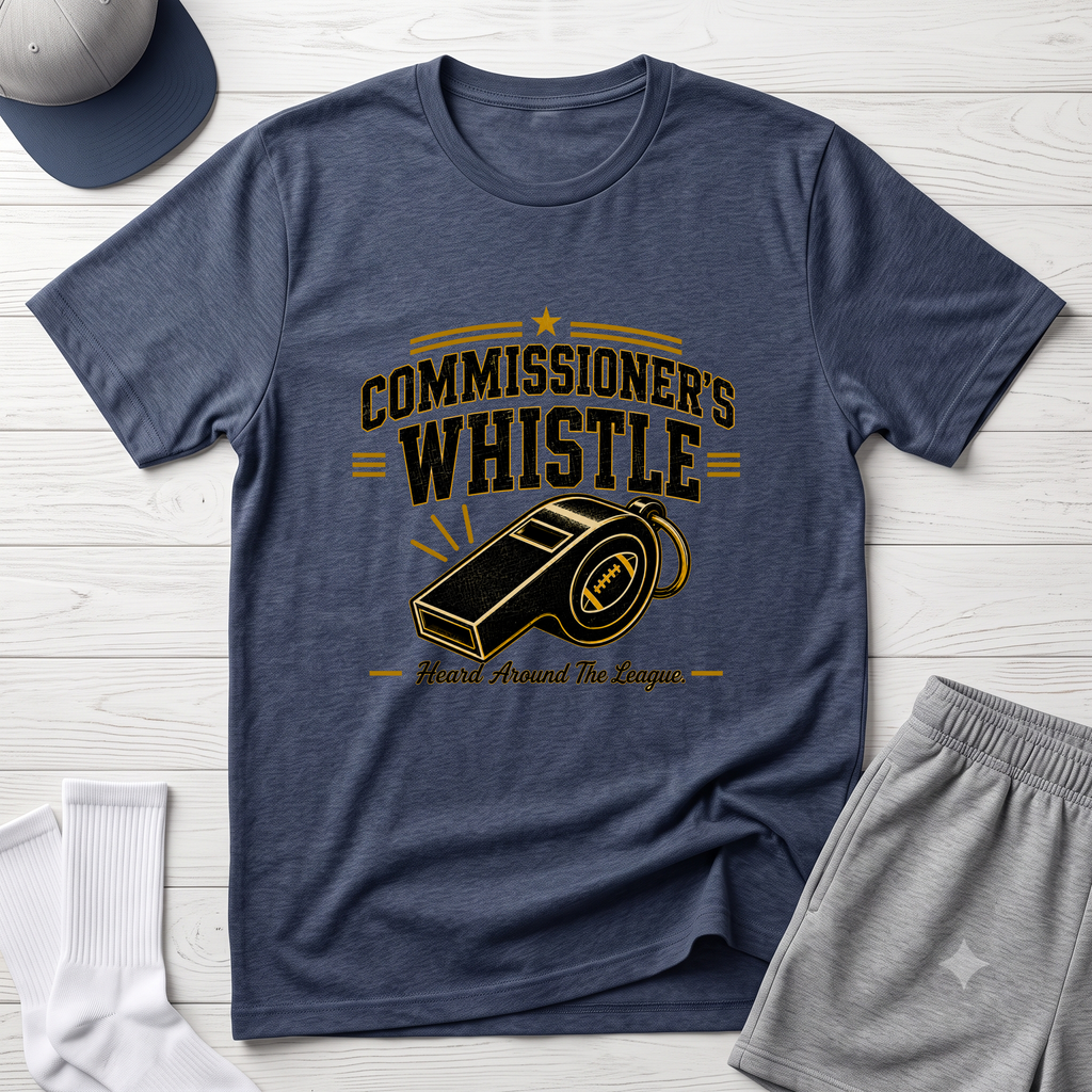 Commissioner's Whistle Fantasy Football T-Shirt — Vintage Referee Sports Tee
