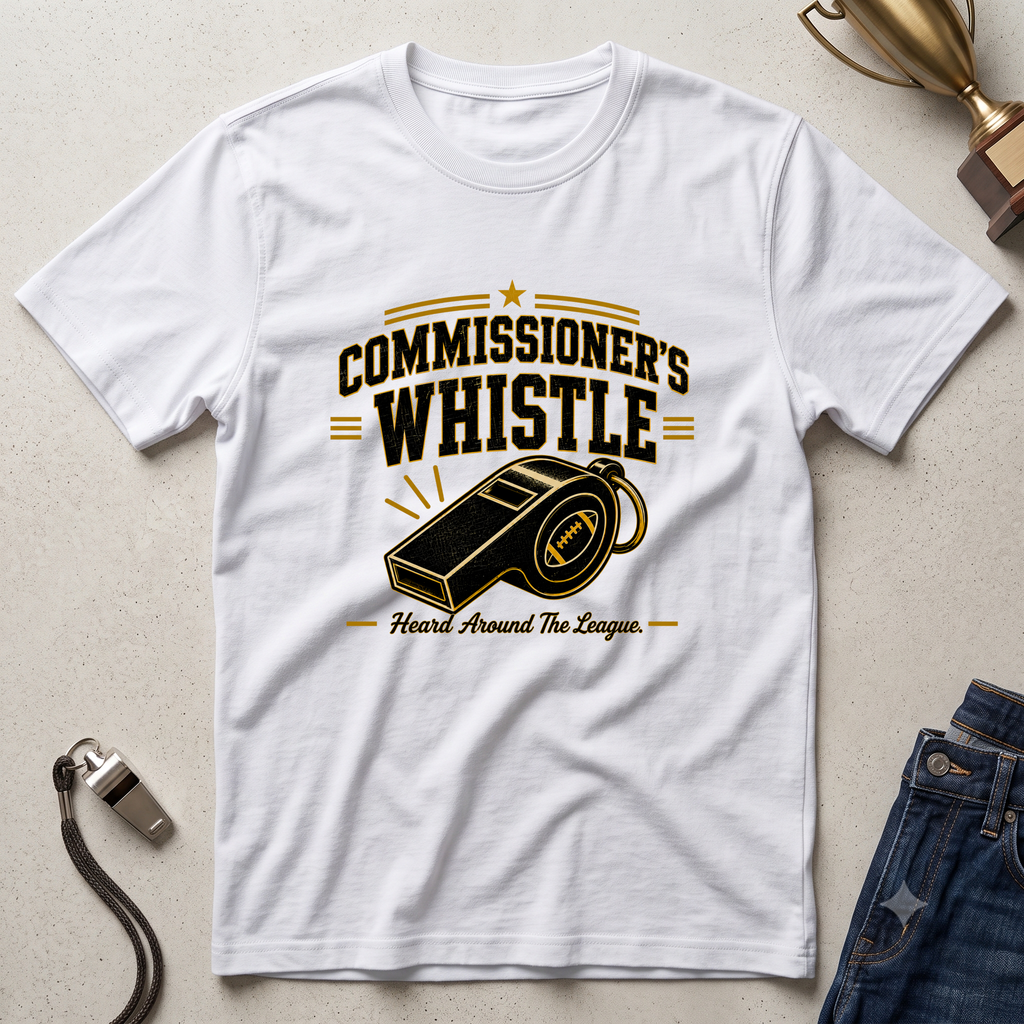 Commissioner's Whistle Fantasy Football T-Shirt — Vintage Referee Sports Tee