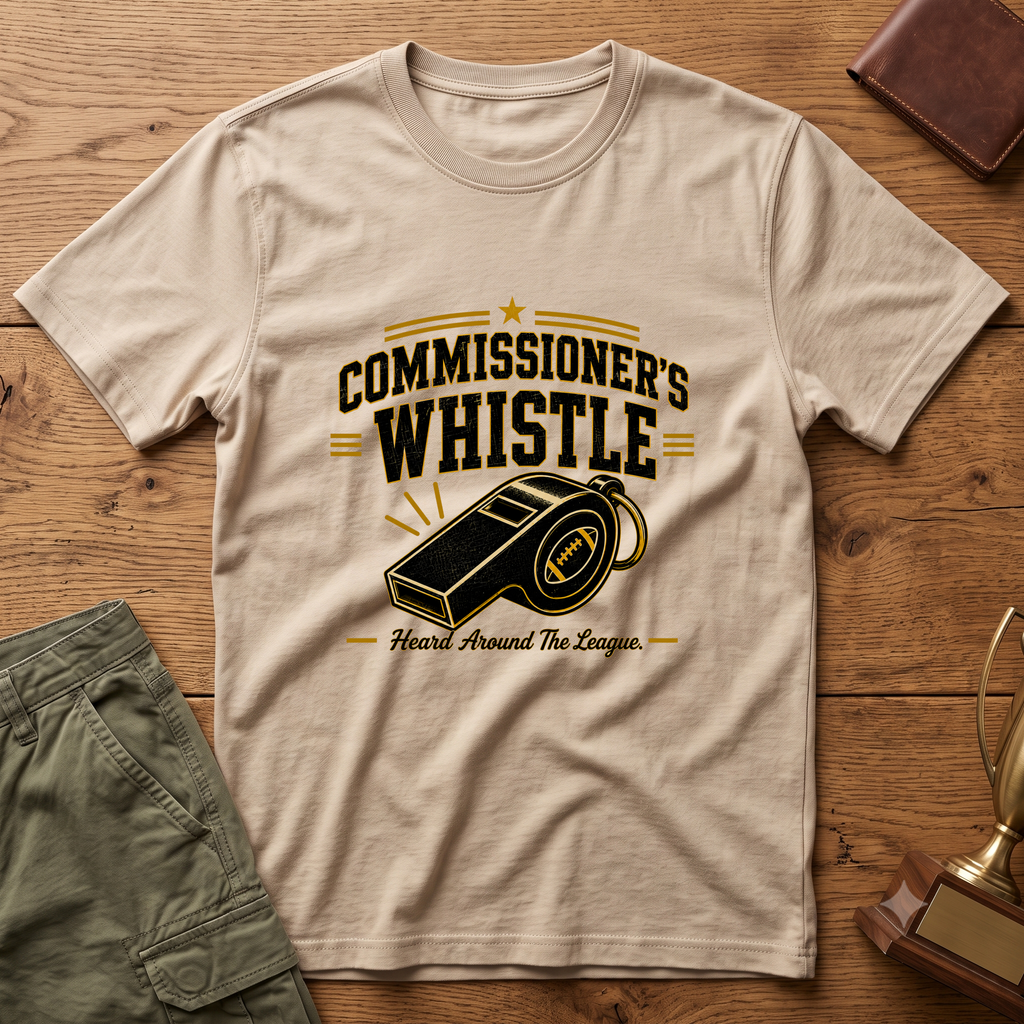 Commissioner's Whistle Fantasy Football T-Shirt — Vintage Referee Sports Tee