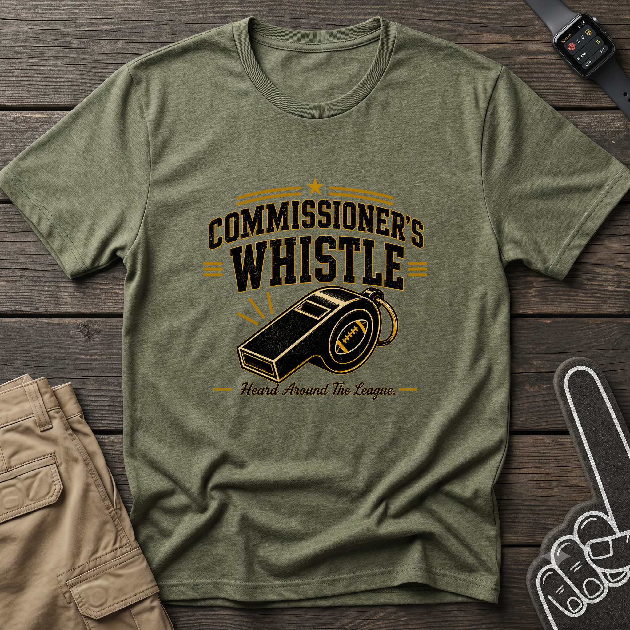 Commissioner's Whistle Fantasy Football T-Shirt — Vintage Referee Sports Tee