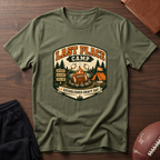 Last Place Camp Fantasy Football T-Shirt — Funny Camping Graphic Tee with Campfire