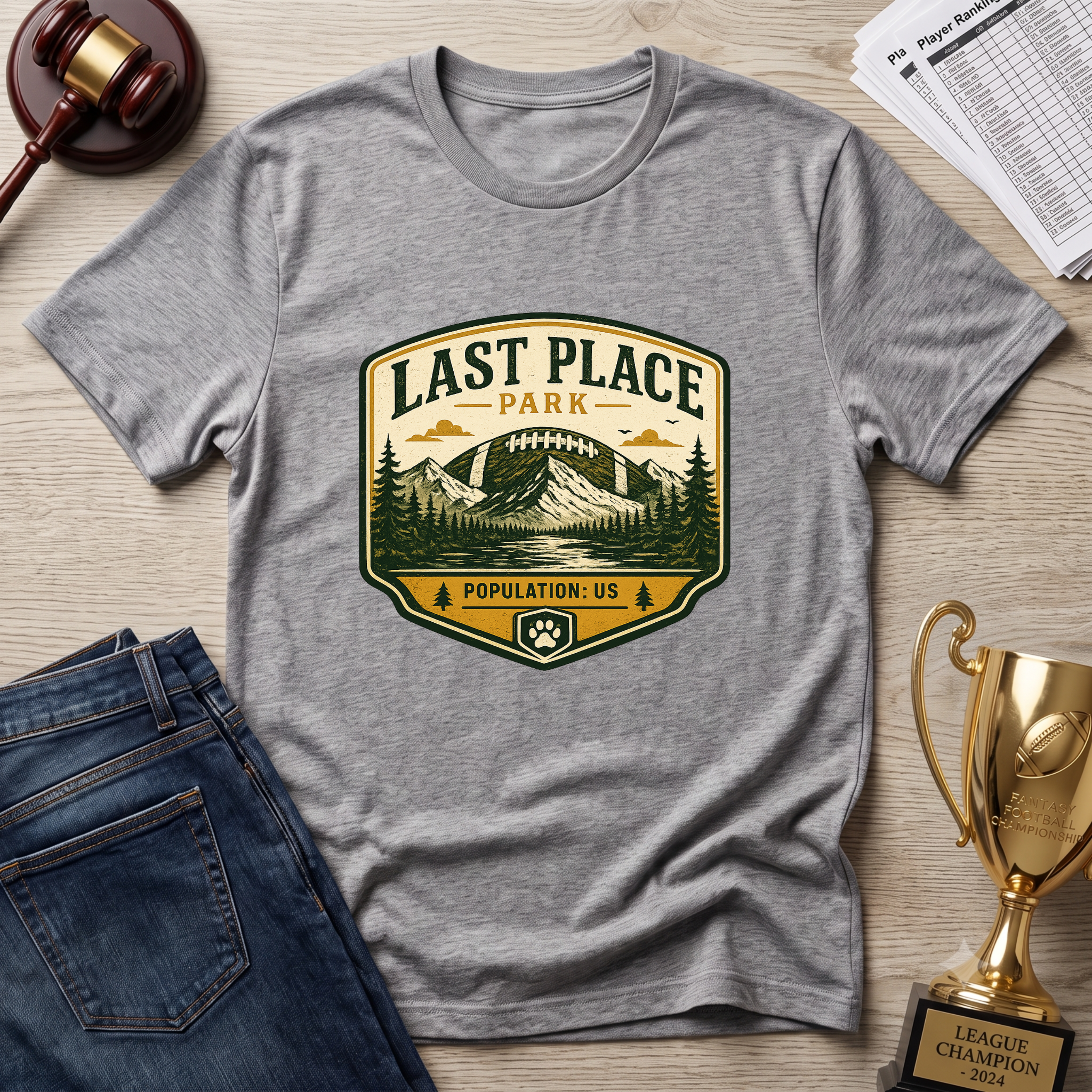 Last Place Park Fantasy Football T-Shirt — Retro Outdoor Adventure Graphic Tee