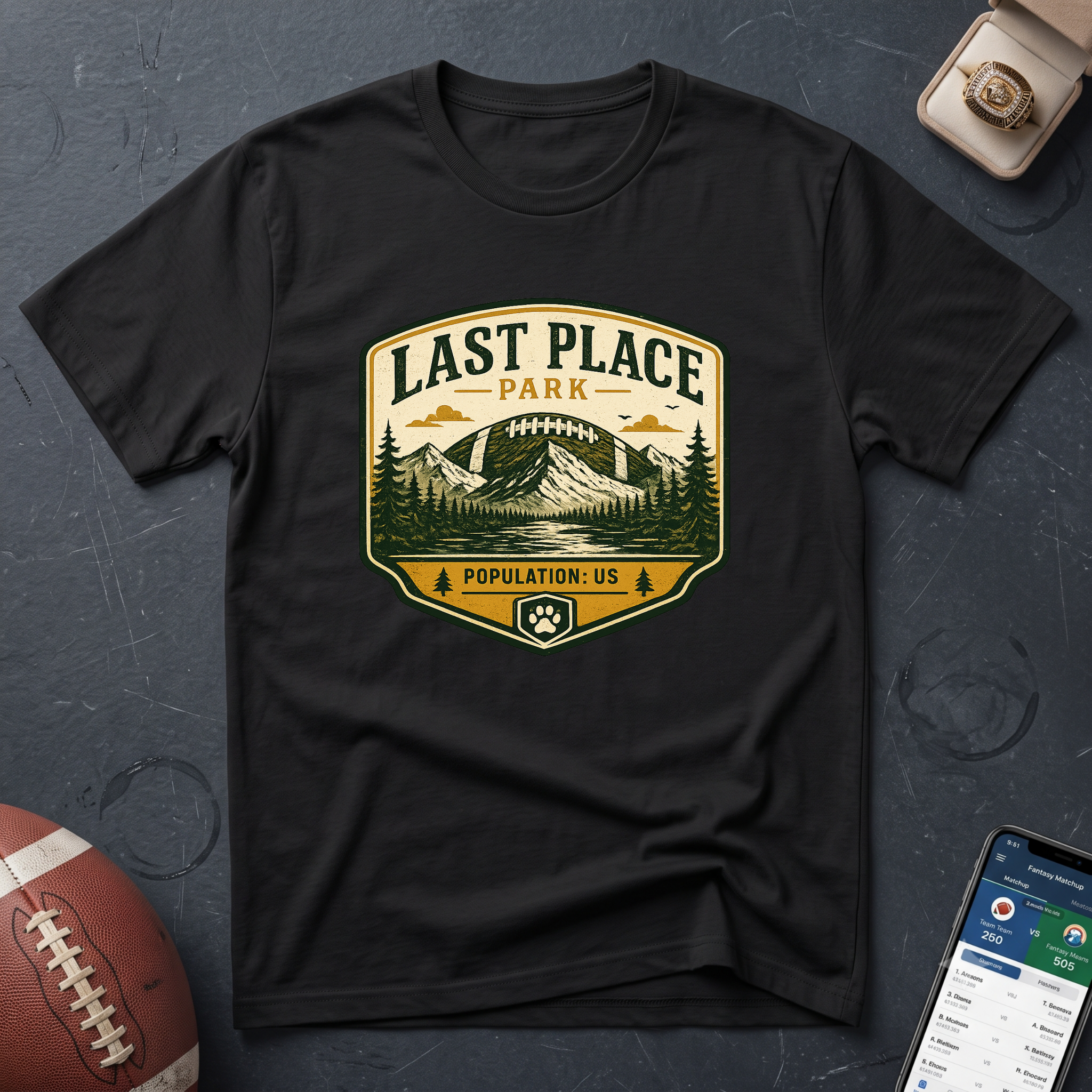 Last Place Park Fantasy Football T-Shirt — Retro Outdoor Adventure Graphic Tee
