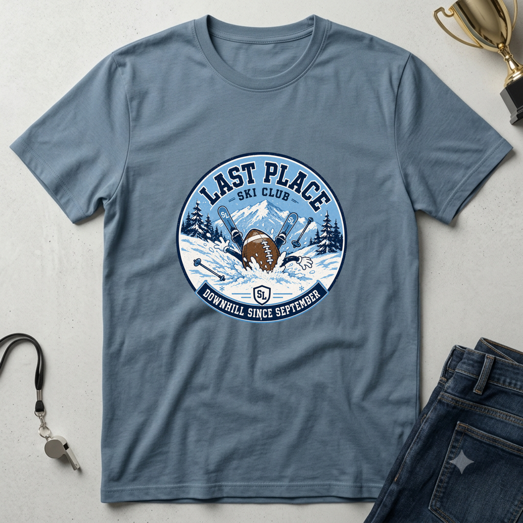 Last Place Ski Club Fantasy Football T-Shirt – Funny Downhill Skiing Graphic Tee