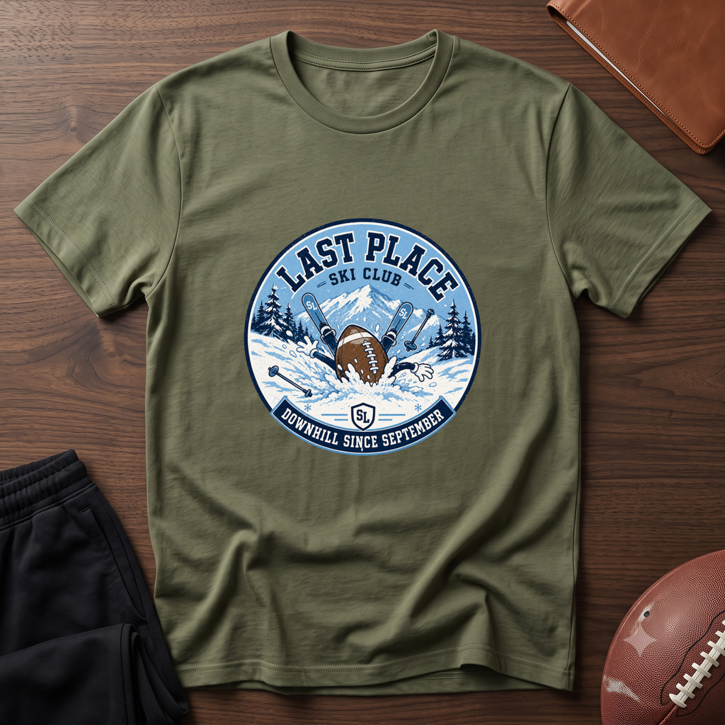 Last Place Ski Club Fantasy Football T-Shirt – Funny Downhill Skiing Graphic Tee