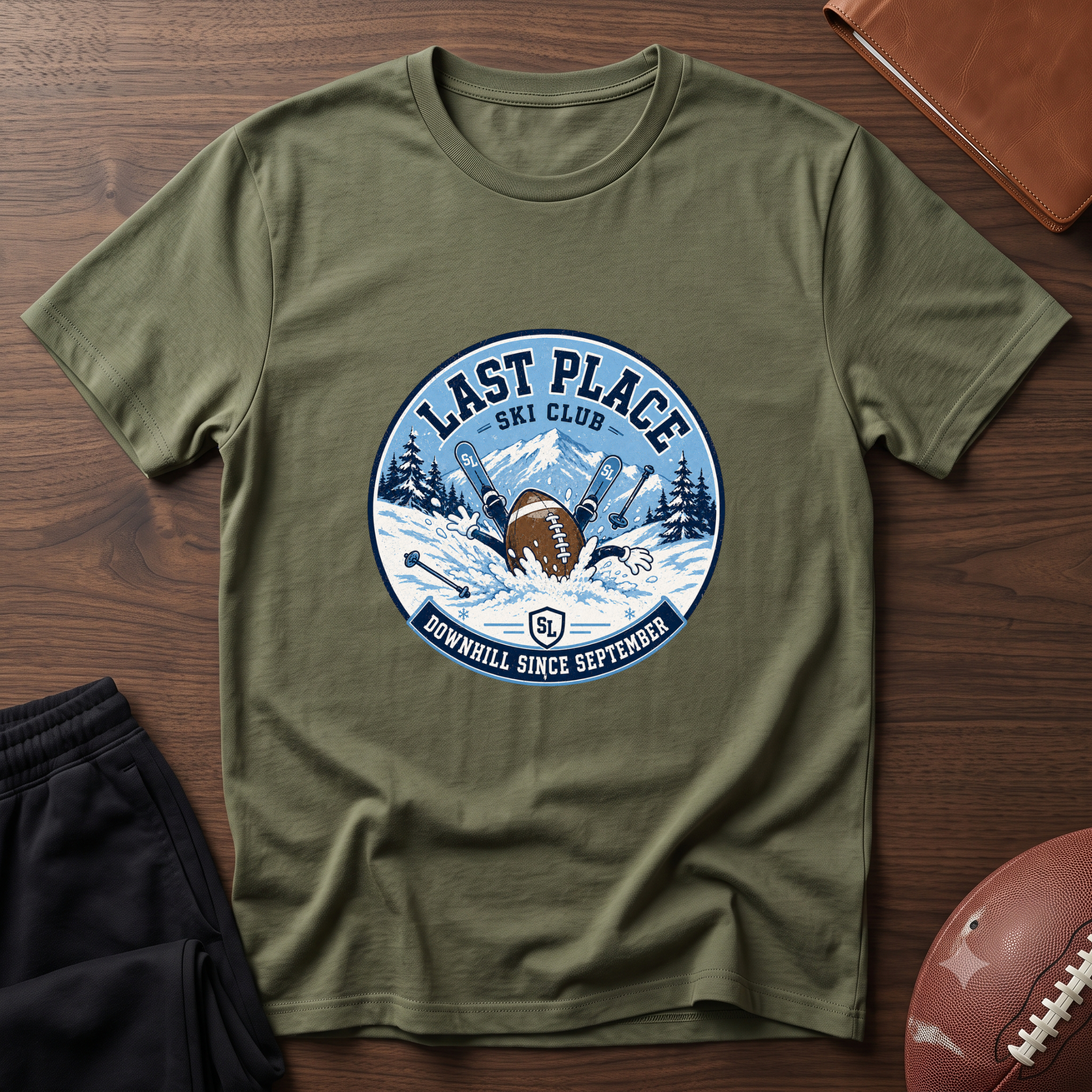 Last Place Ski Club Fantasy Football T-Shirt – Funny Downhill Skiing Graphic Tee