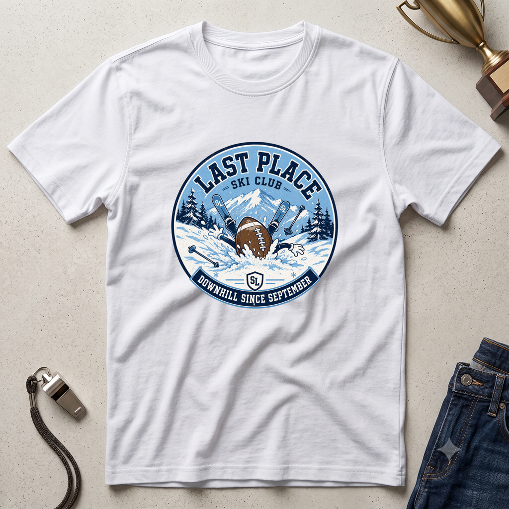 Last Place Ski Club Fantasy Football T-Shirt – Funny Downhill Skiing Graphic Tee