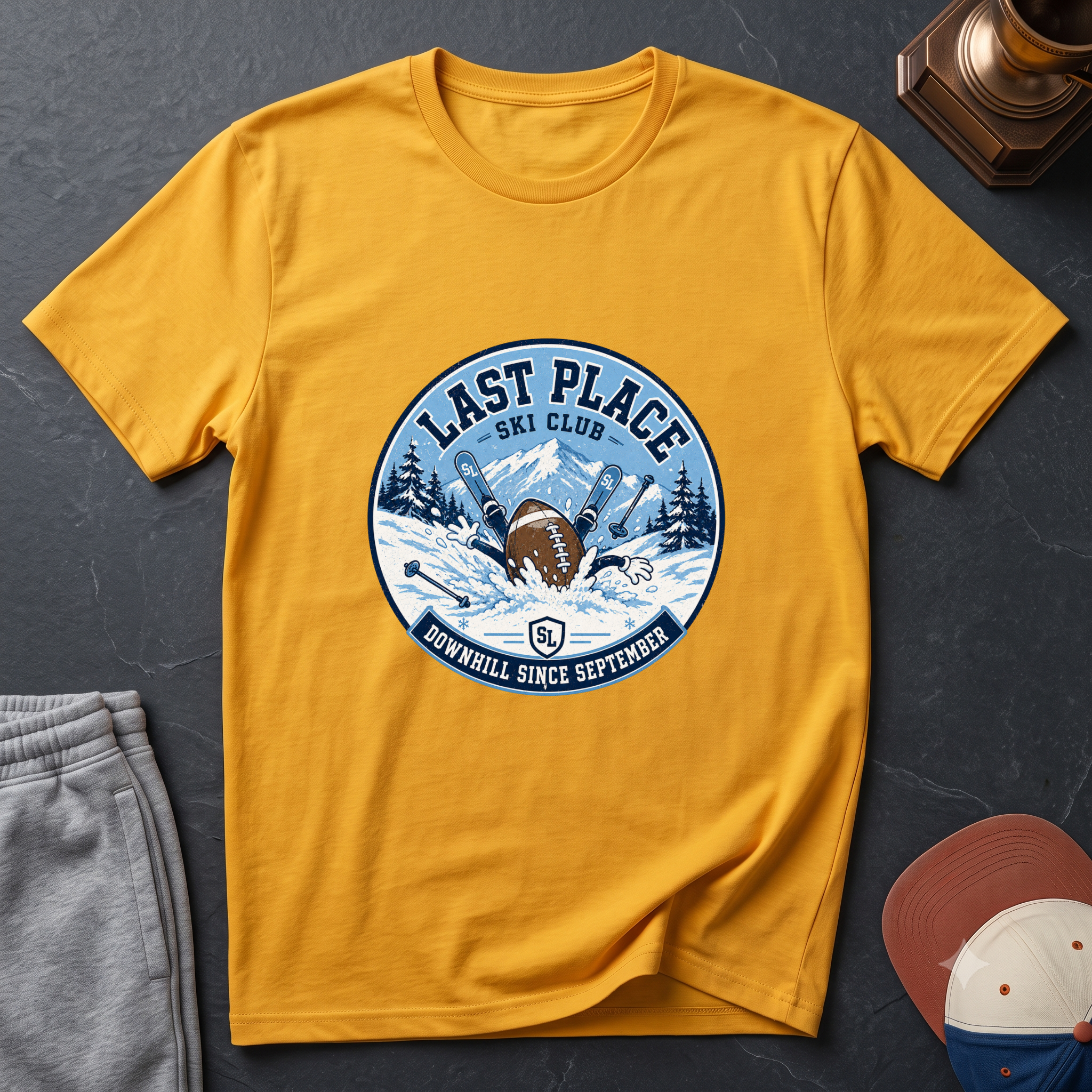 Last Place Ski Club Fantasy Football T-Shirt – Funny Downhill Skiing Graphic Tee