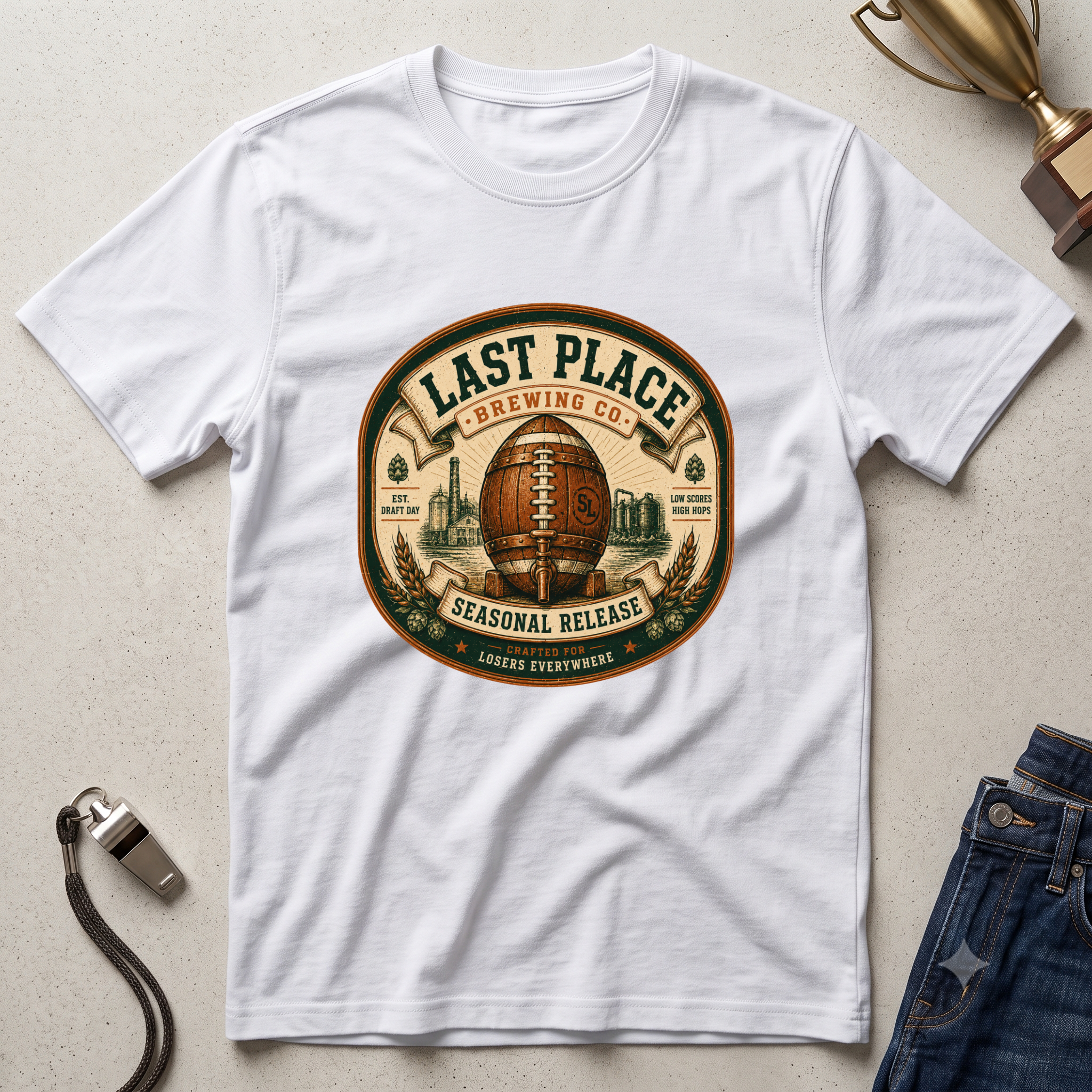 Last Place Brewing Co. Fantasy Football Badge T-Shirt