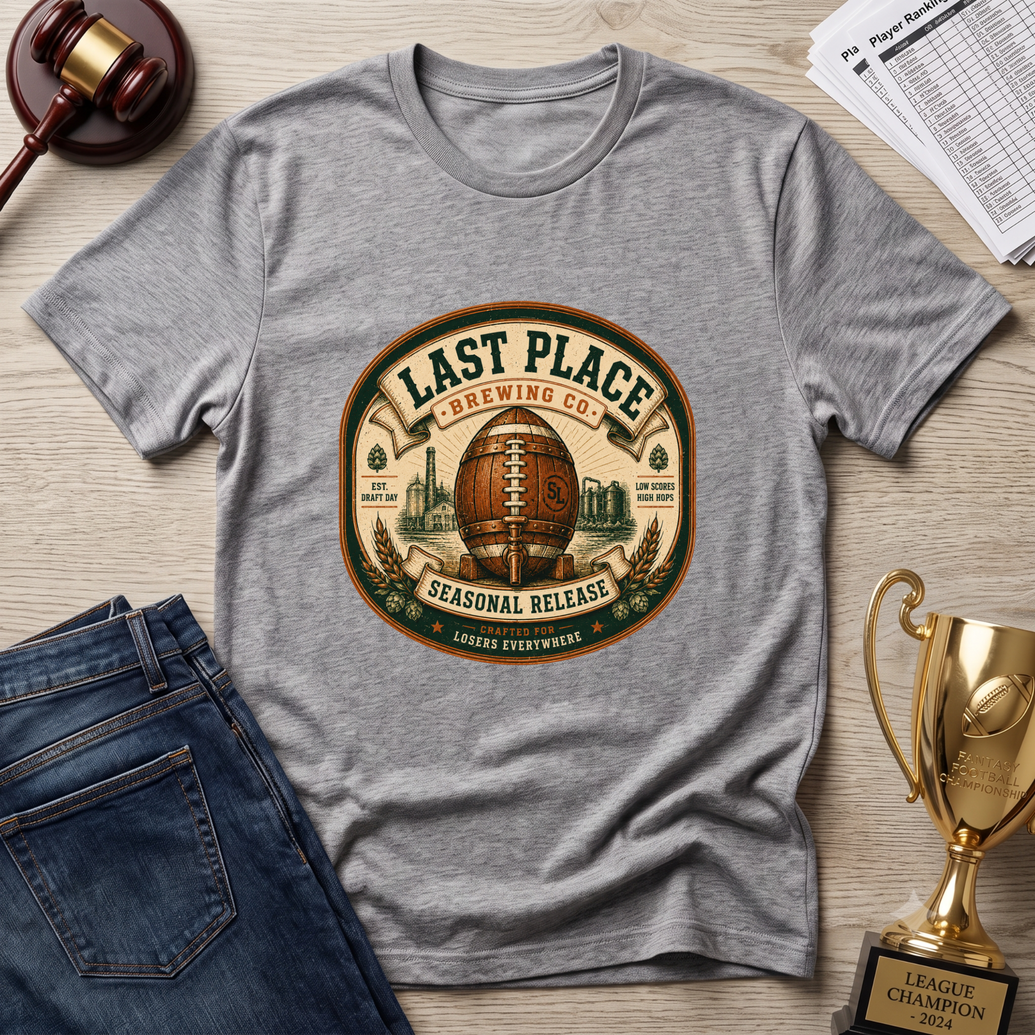 Last Place Brewing Co. Fantasy Football Badge T-Shirt