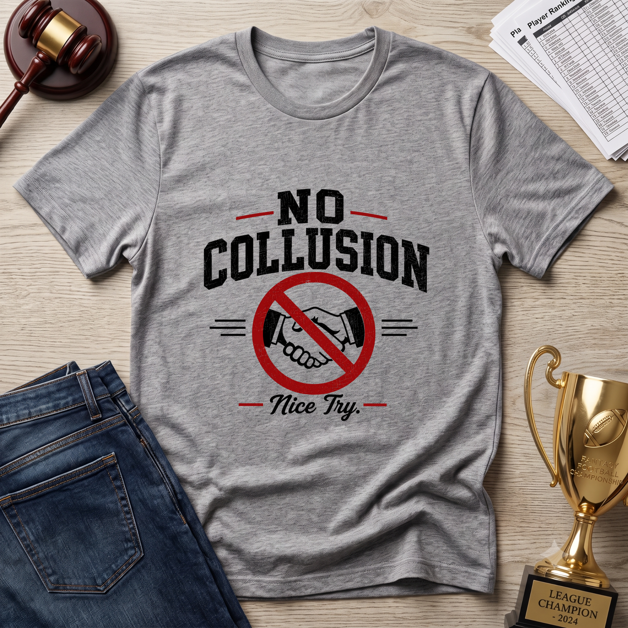 No Collusion Fantasy Football T-Shirt — Political Statement Tee with 'Nice Try' Design