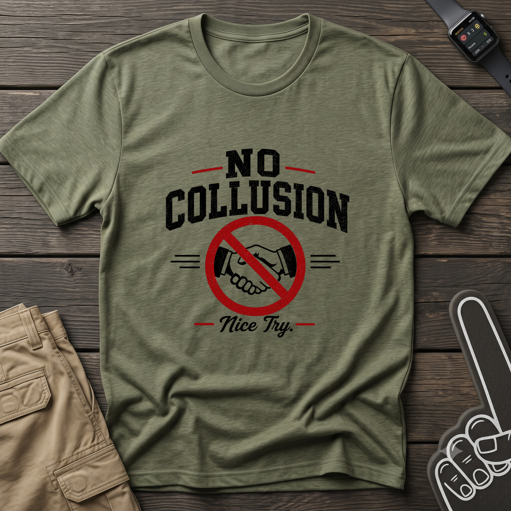 No Collusion Fantasy Football T-Shirt — Political Statement Tee with 'Nice Try' Design