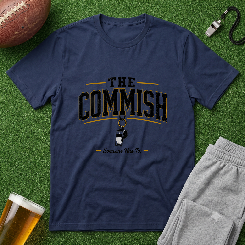 The Commish Fantasy Football T-Shirt — Vintage Referee / Whistle Coach Shirt