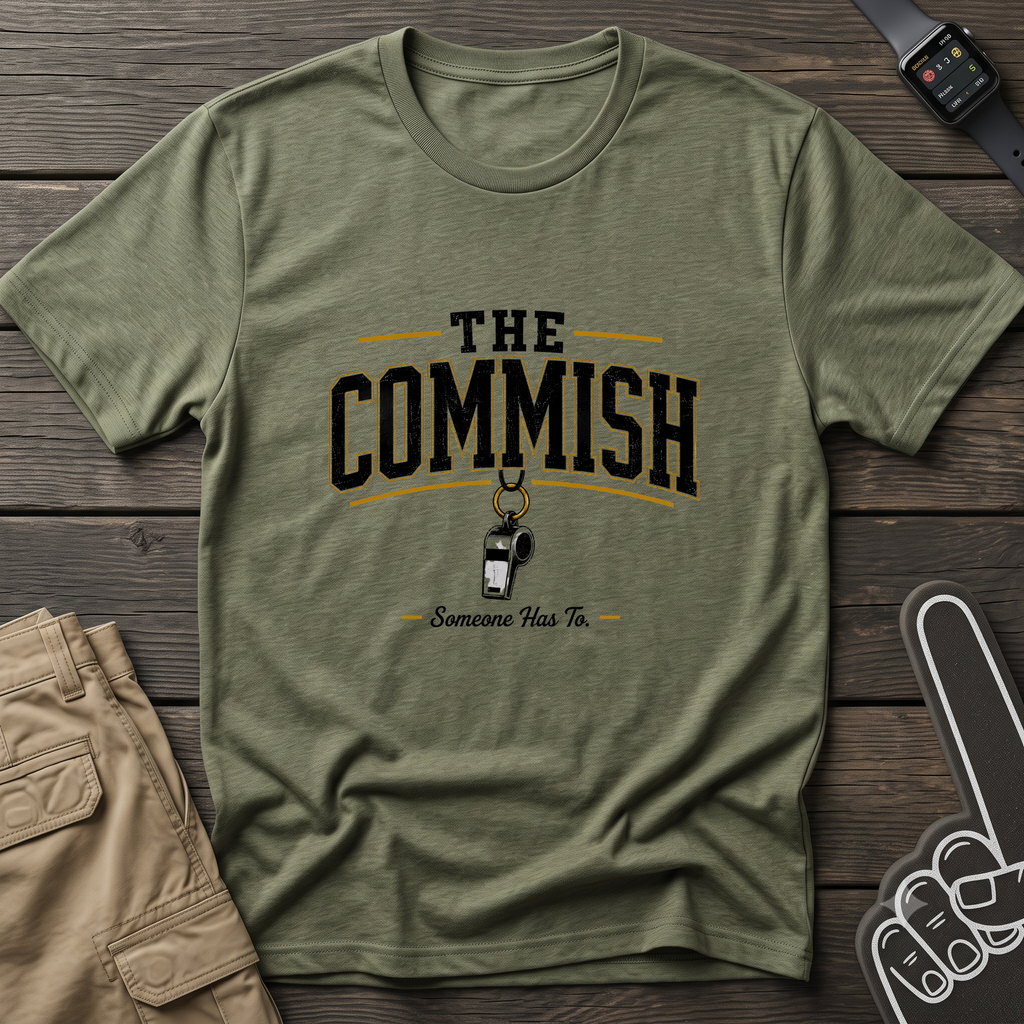 The Commish Fantasy Football T-Shirt — Vintage Referee / Whistle Coach Shirt