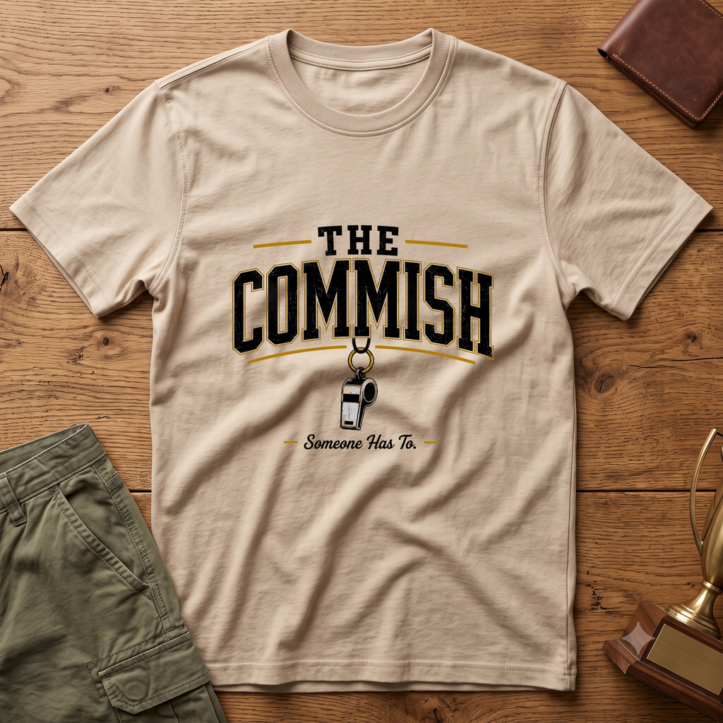 The Commish Fantasy Football T-Shirt — Vintage Referee / Whistle Coach Shirt