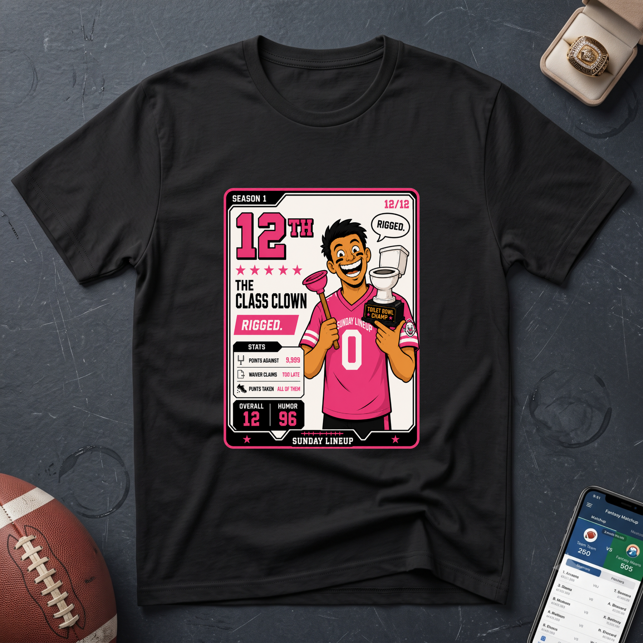 12th Place Fantasy Football - Punishment Class Clown T-Shirt
