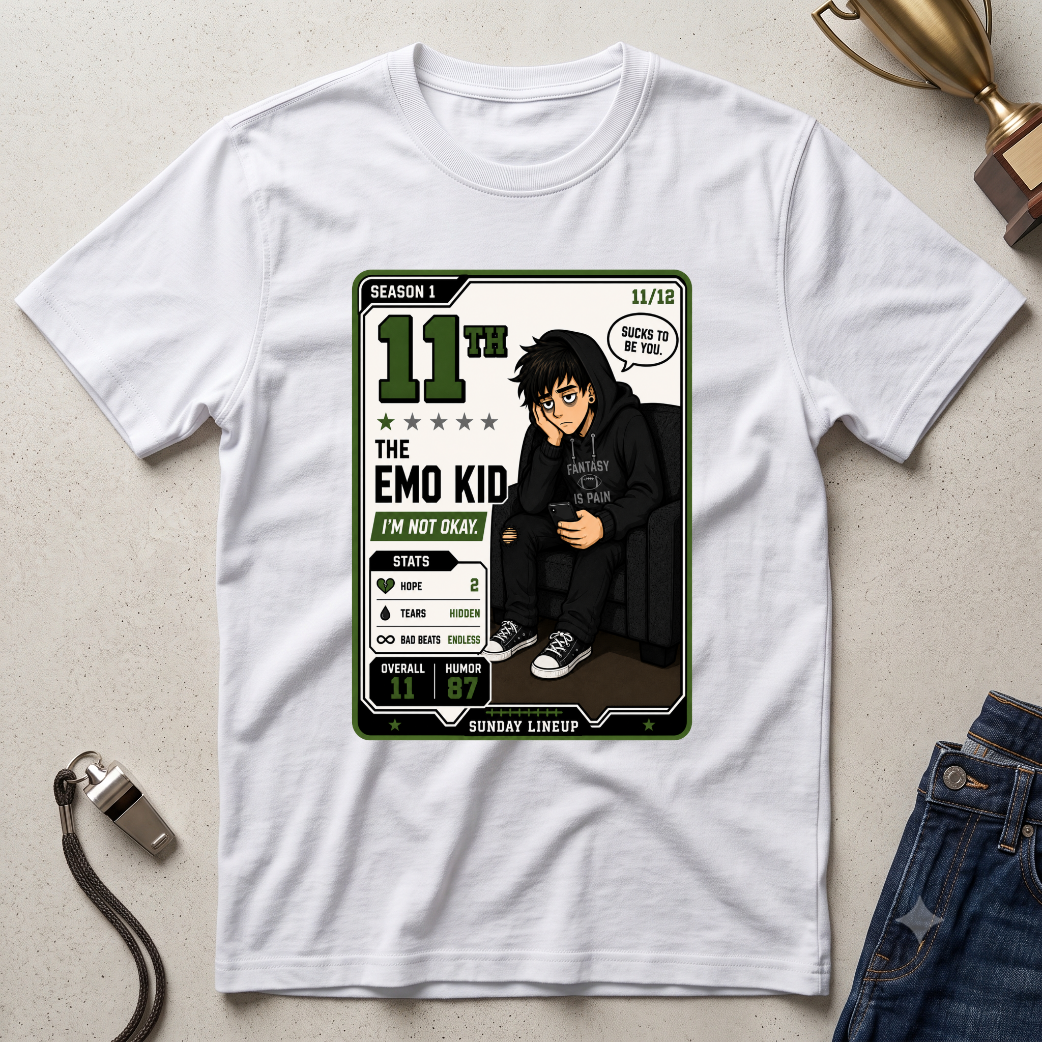 11th Place Fantasy football Emo Kid T‑Shirt