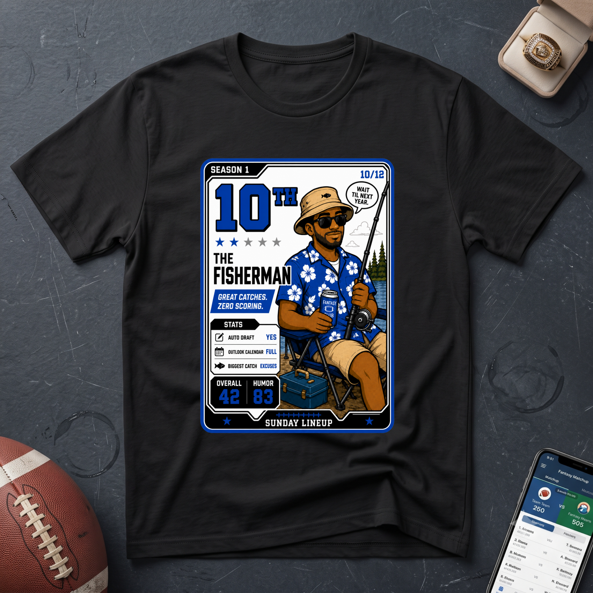 Fisherman 10th Place Fantasy Football T‑Shirt