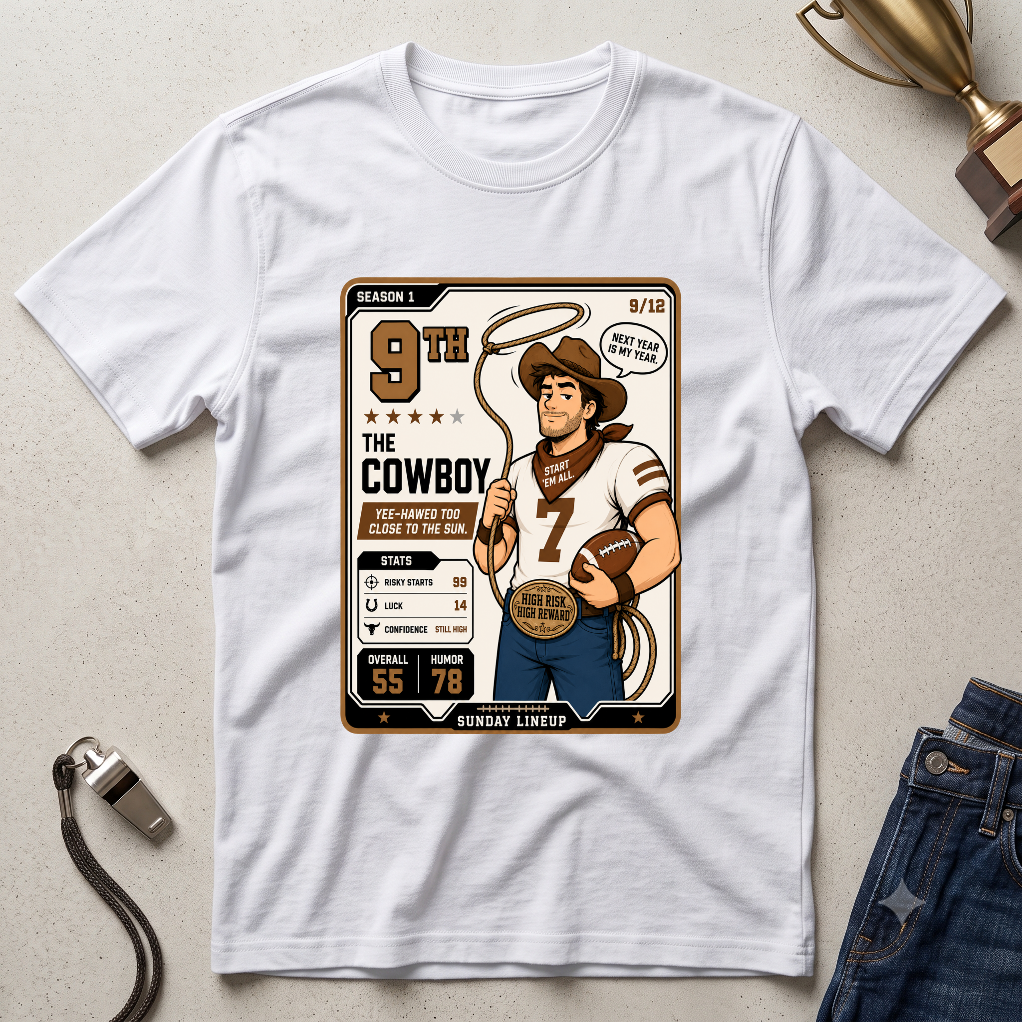 Cowboy Fantasy Football Graphic T‑Shirt — 9th place The Cowboy Sports Tee