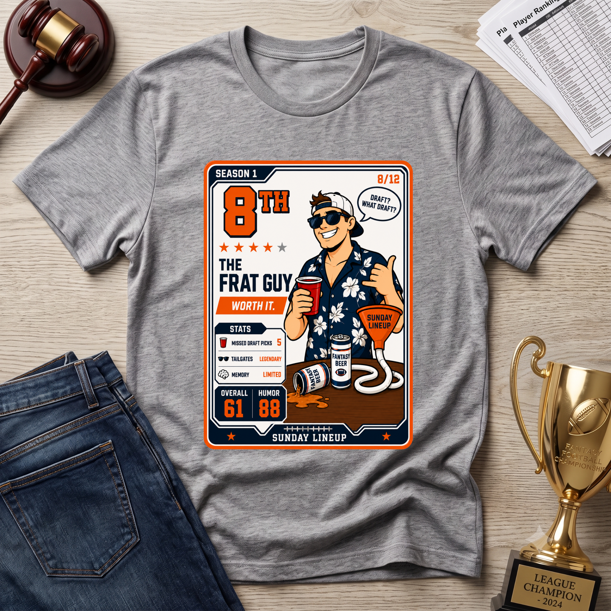 8th Place Fantasy Football Frat Guy Graphic T-Shirt
