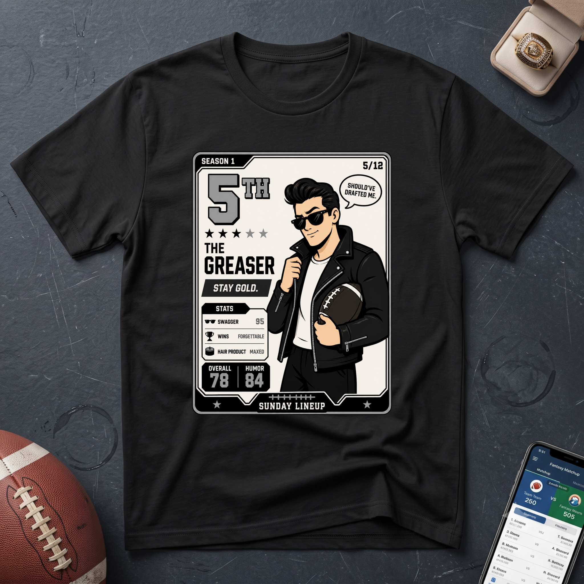 5th Place "The Greaser" Fantasy Football T-Shirt