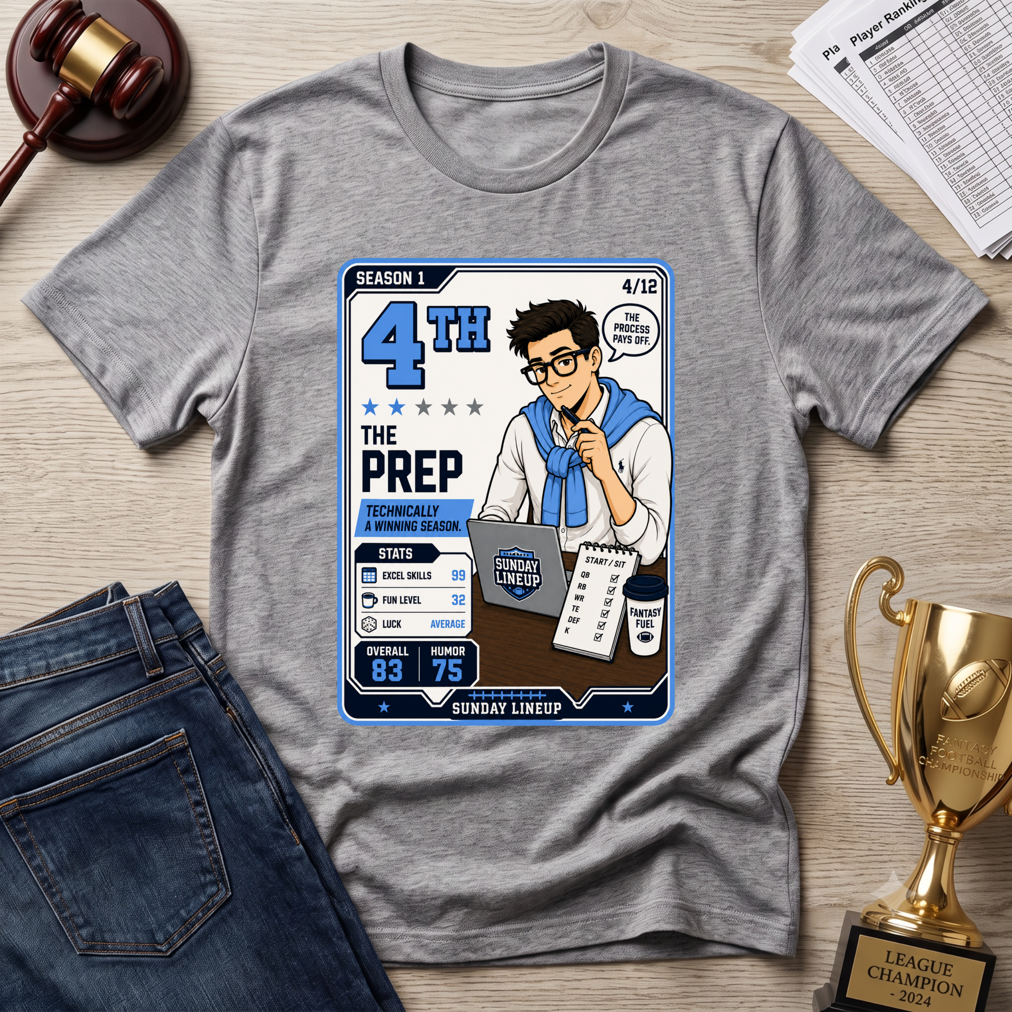 4th Place Preppy Fantasy Football League T-Shirt