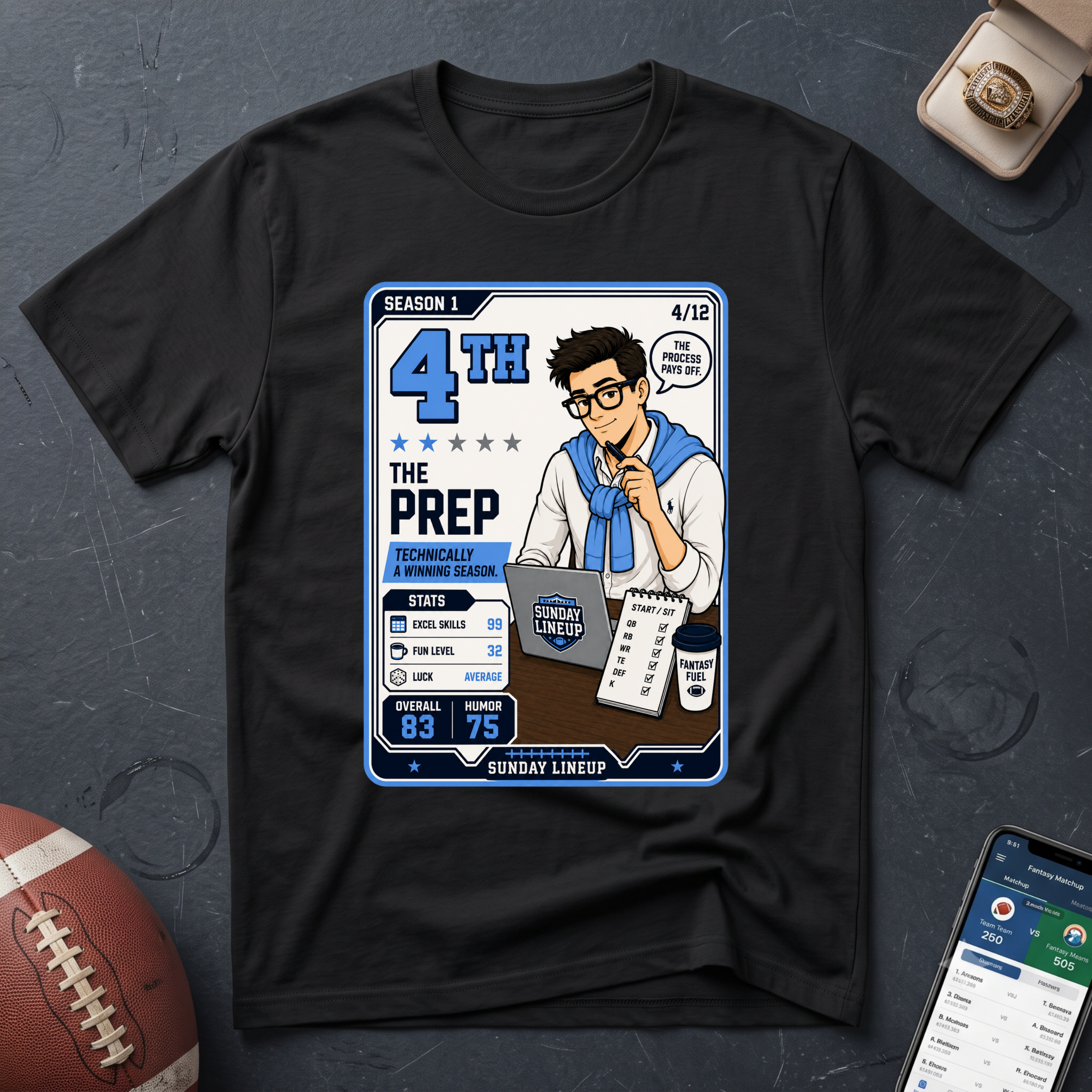 4th Place Preppy Fantasy Football League T-Shirt