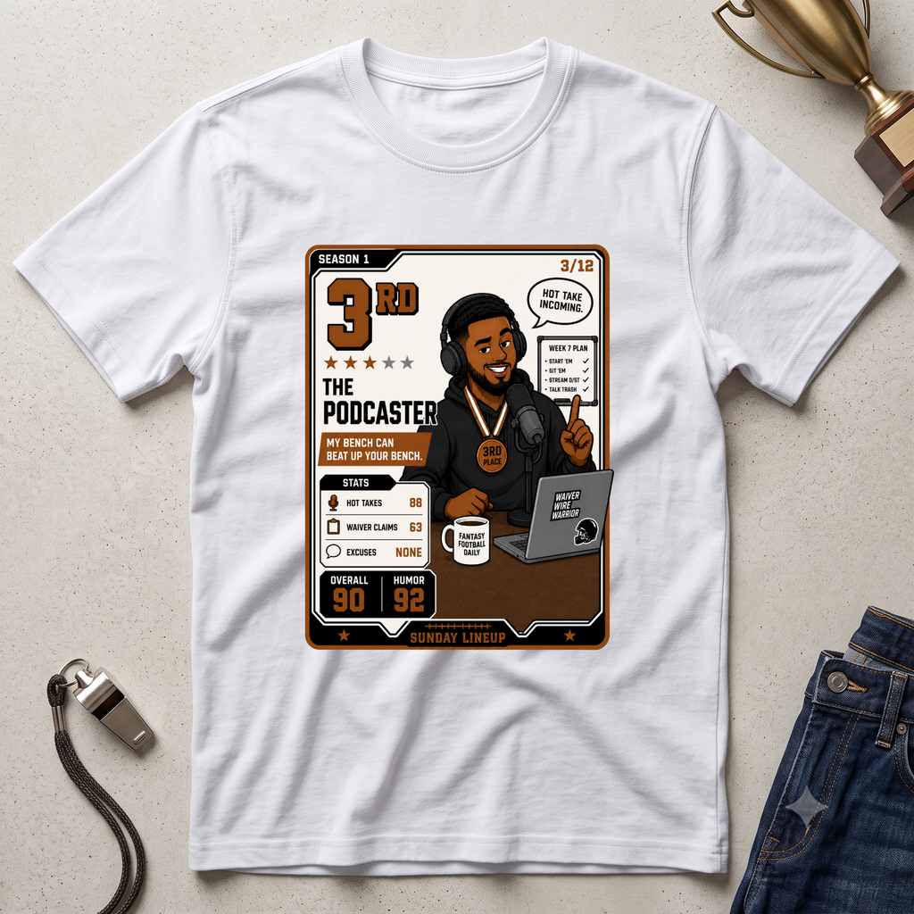 3rd Place The Podcaster Fantasy Football League T-Shirt