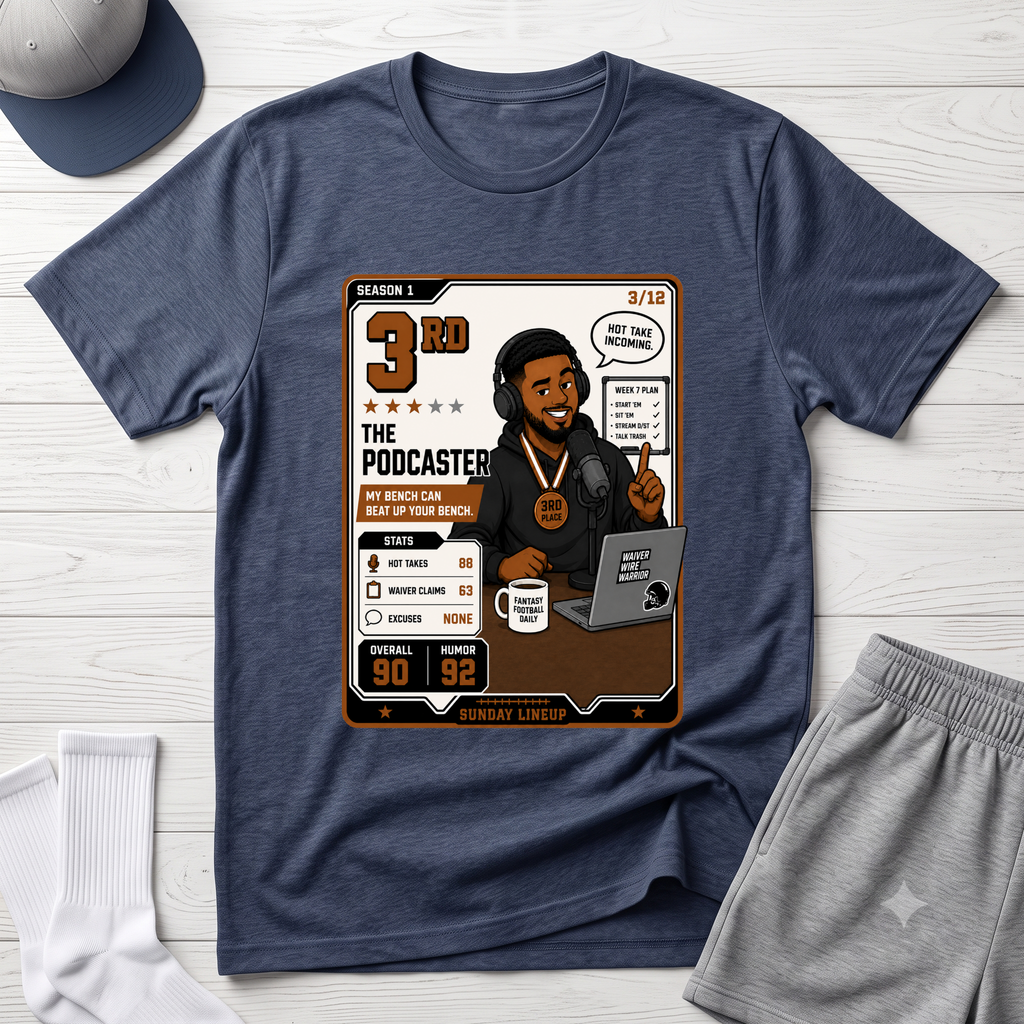 3rd Place The Podcaster Fantasy Football League T-Shirt
