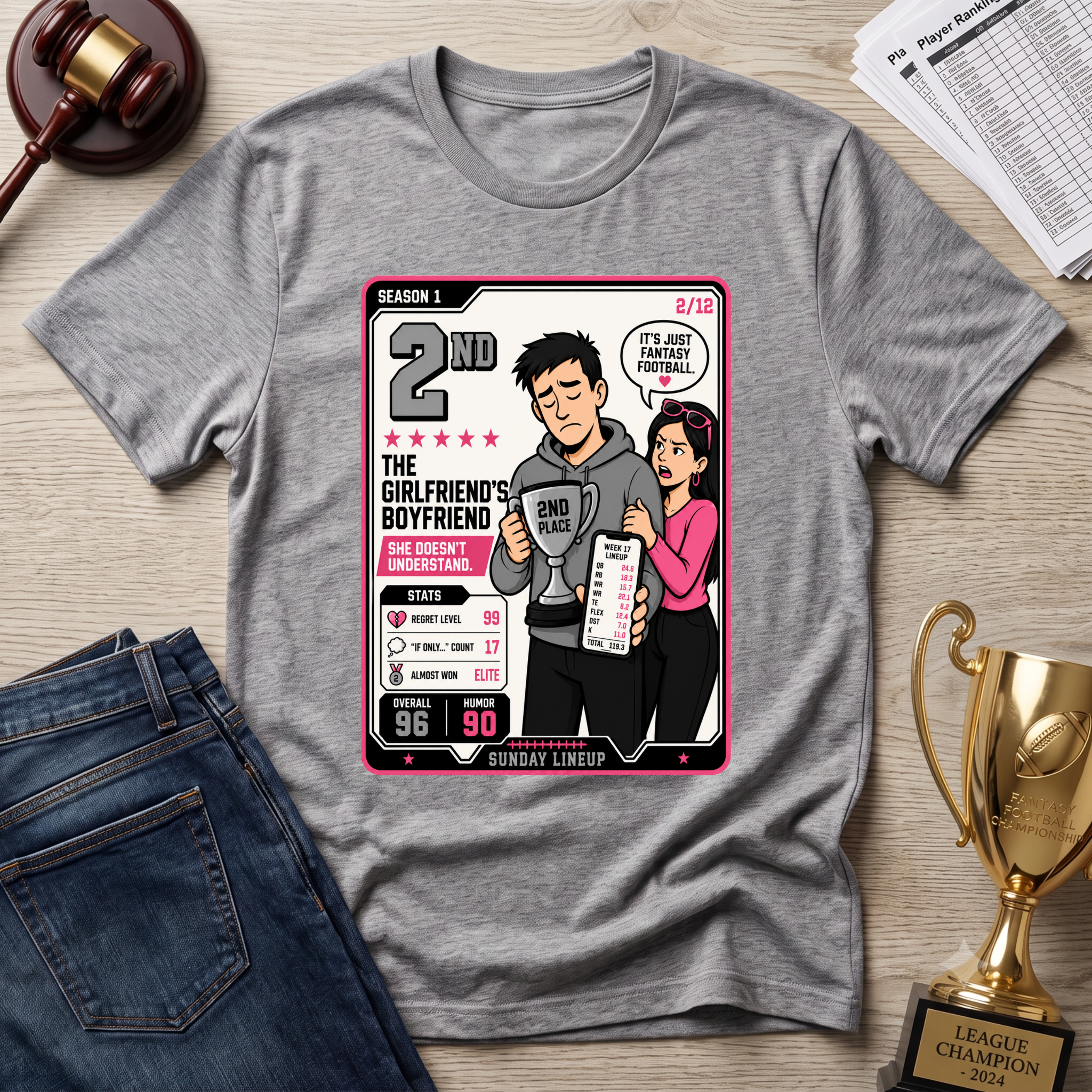 2nd Place Boyfriend Fantasy Football T-Shirt — Funny 'It’s Just Fantasy Football' Graphic Tee