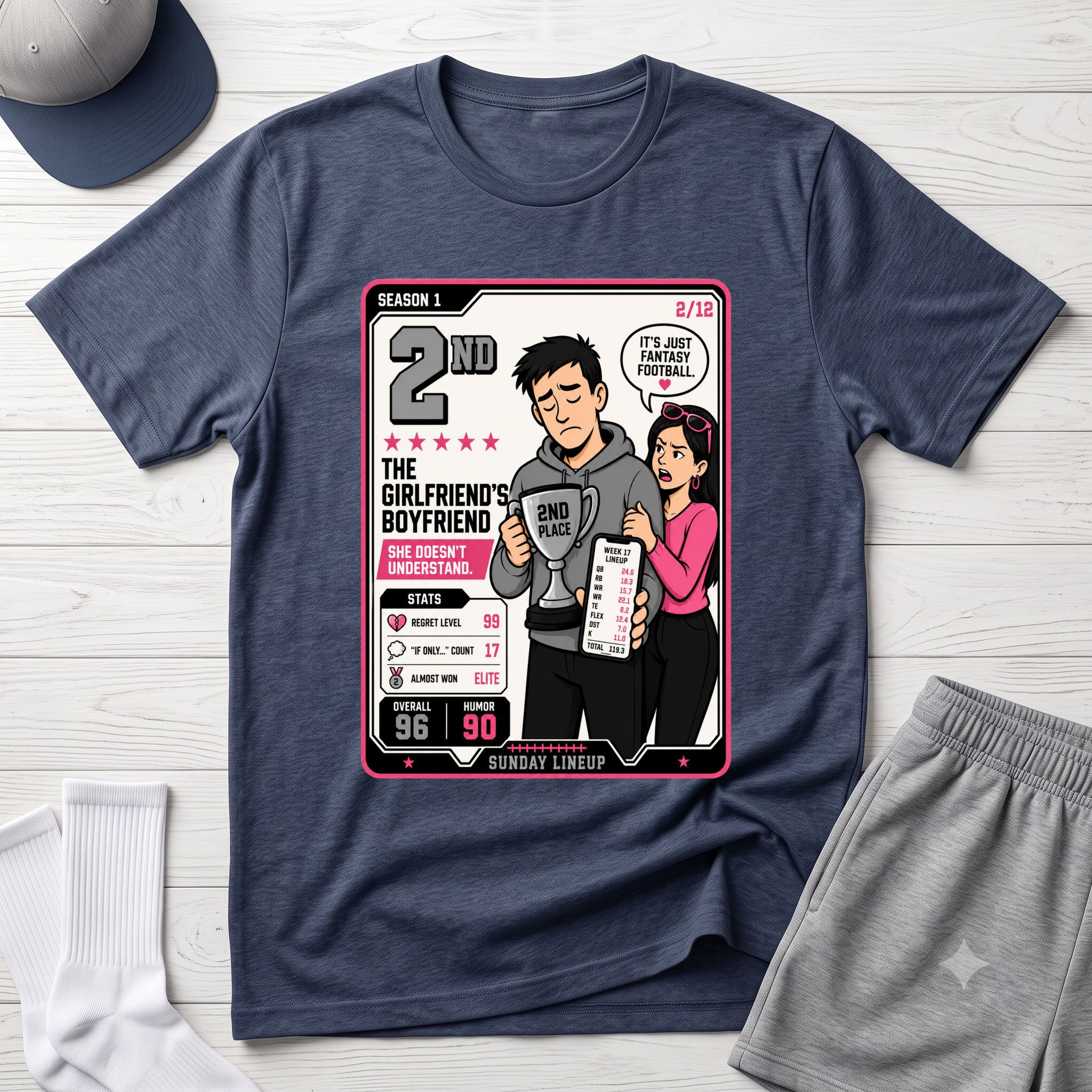2nd Place Boyfriend Fantasy Football T-Shirt — Funny 'It’s Just Fantasy Football' Graphic Tee
