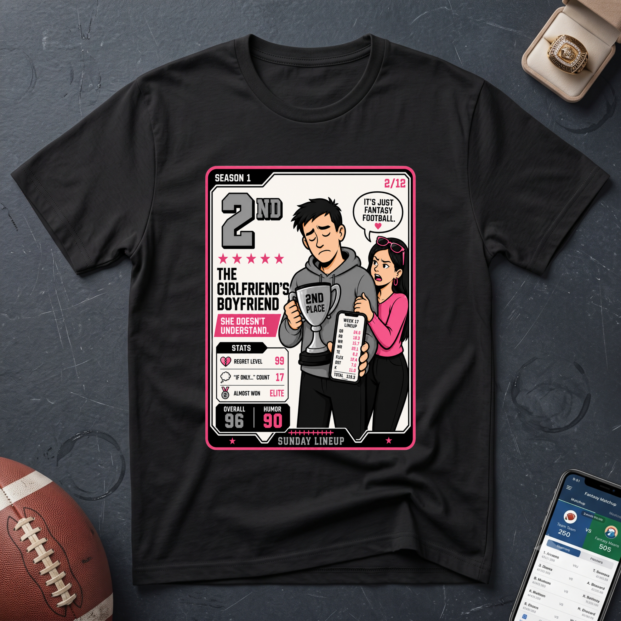 2nd Place Boyfriend Fantasy Football T-Shirt — Funny 'It’s Just Fantasy Football' Graphic Tee