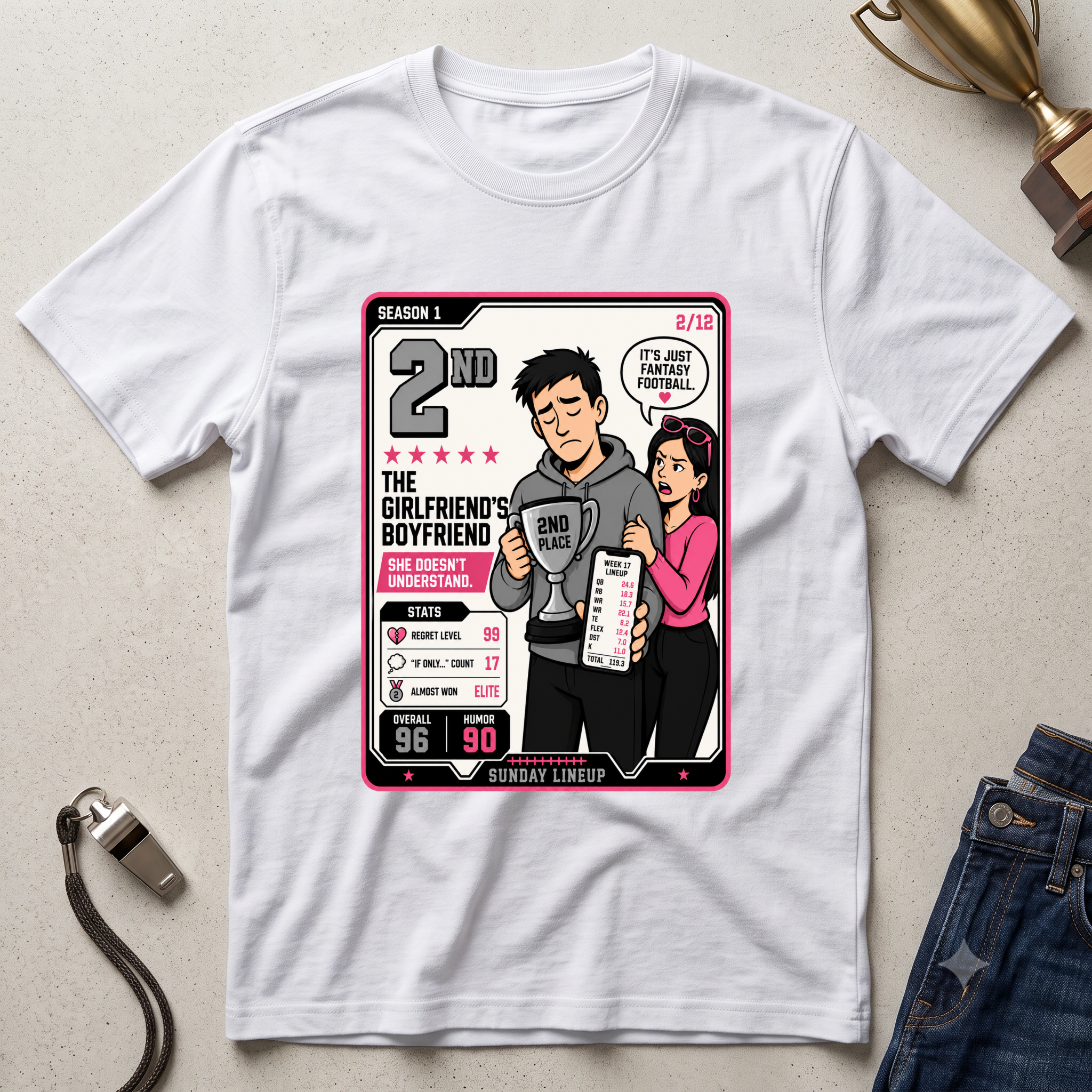 2nd Place Boyfriend Fantasy Football T-Shirt — Funny 'It’s Just Fantasy Football' Graphic Tee