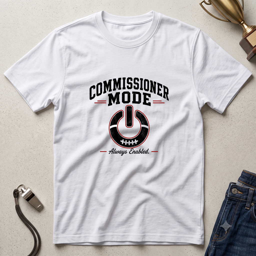 Commissioner Mode Fantasy Football T-Shirt — Referee / Sports Official Polo-Style Design