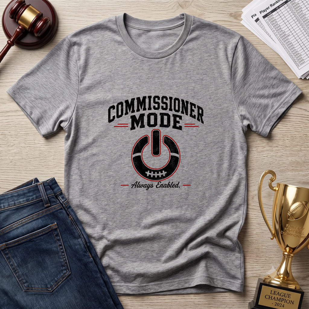 Commissioner Mode Fantasy Football T-Shirt — Referee / Sports Official Polo-Style Design