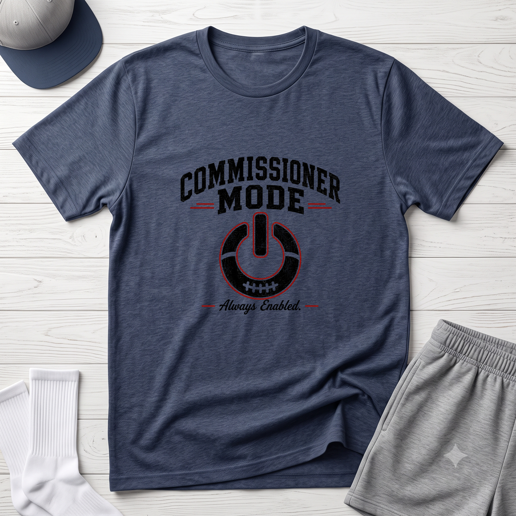 Commissioner Mode Fantasy Football T-Shirt — Referee / Sports Official Polo-Style Design