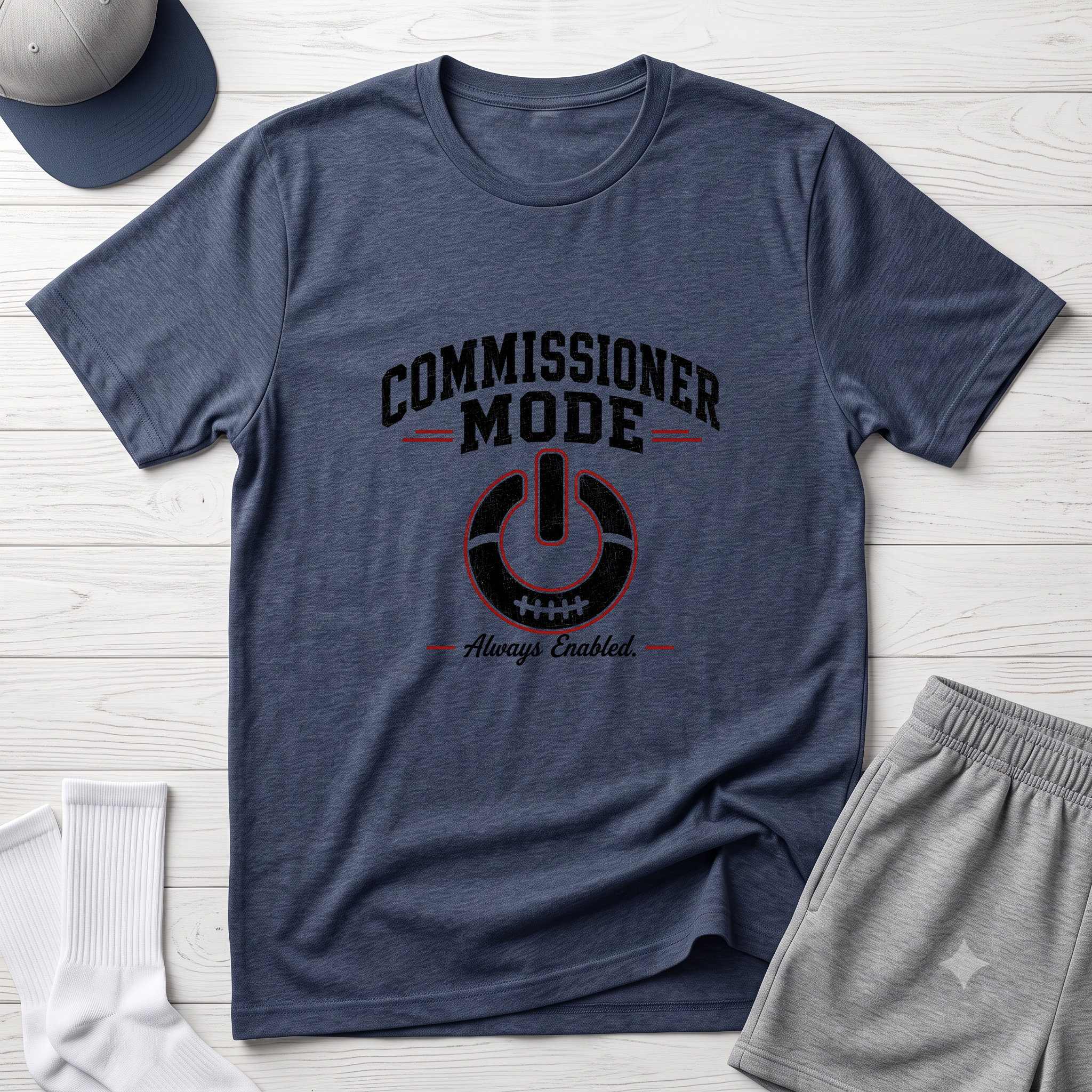 Commissioner Mode Fantasy Football T-Shirt — Referee / Sports Official Polo-Style Design
