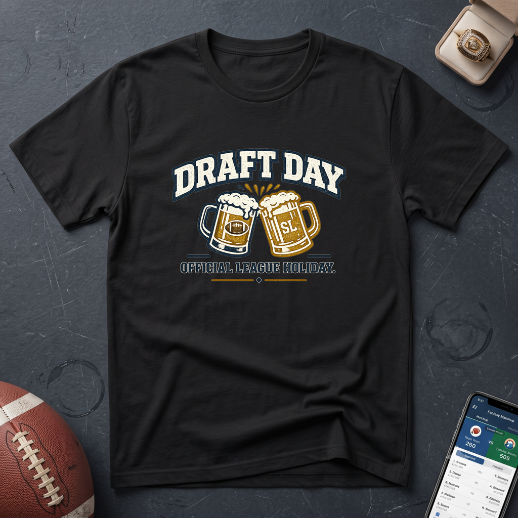 Draft Day T-Shirt – 'Official League Holiday' Beer Cheers Football Draft Tee