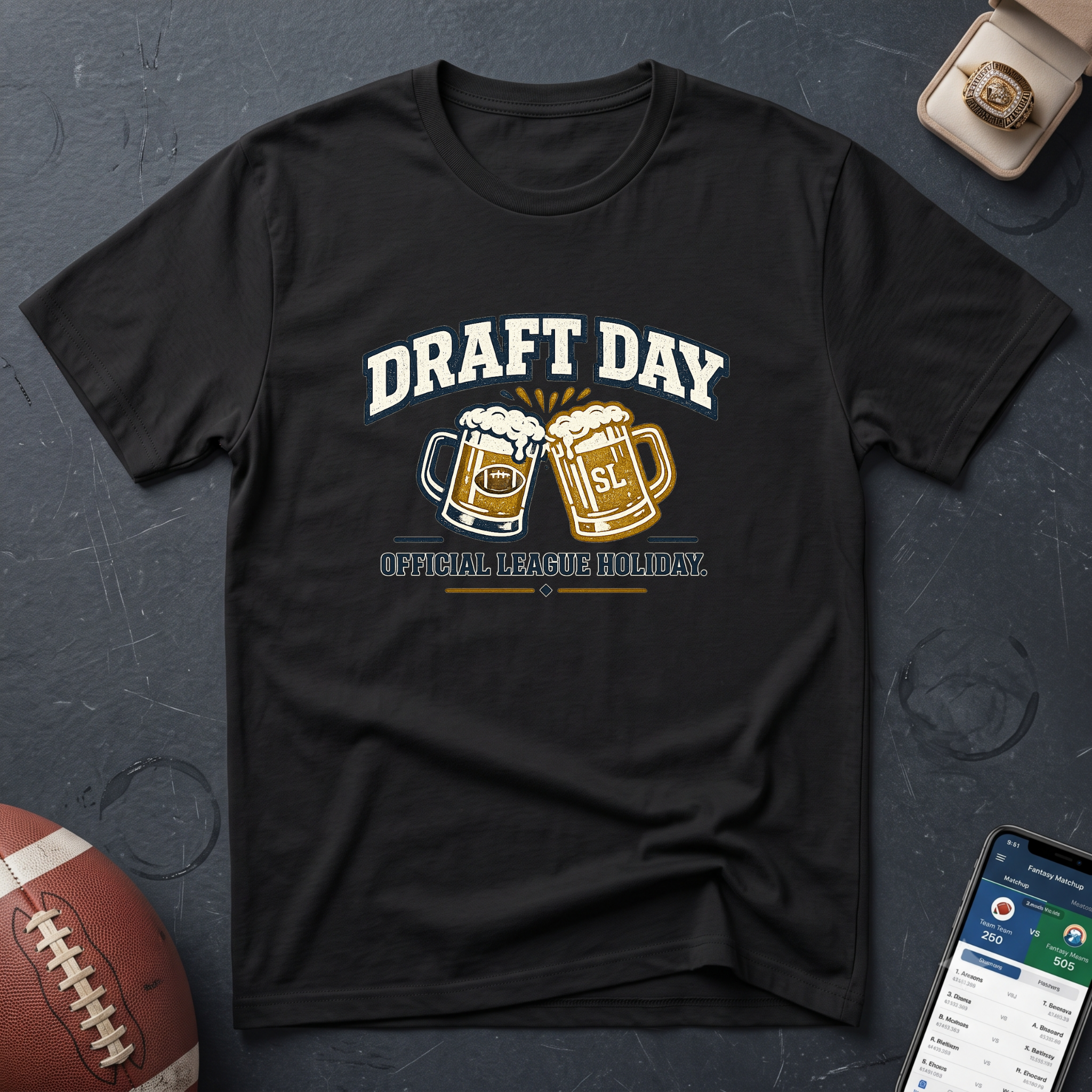Draft Day T-Shirt – 'Official League Holiday' Beer Cheers Football Draft Tee