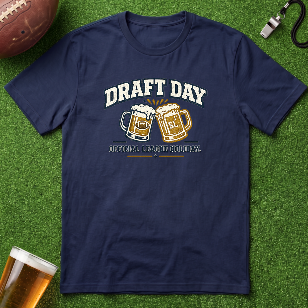 Draft Day T-Shirt – 'Official League Holiday' Beer Cheers Football Draft Tee