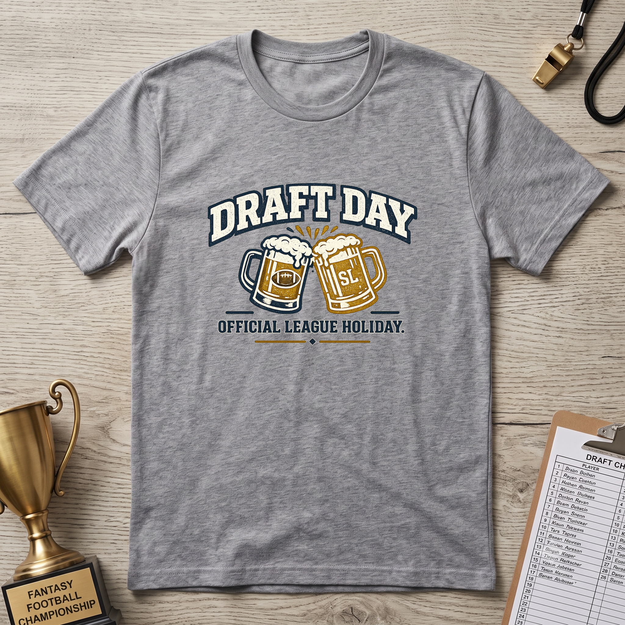 Draft Day T-Shirt – 'Official League Holiday' Beer Cheers Football Draft Tee