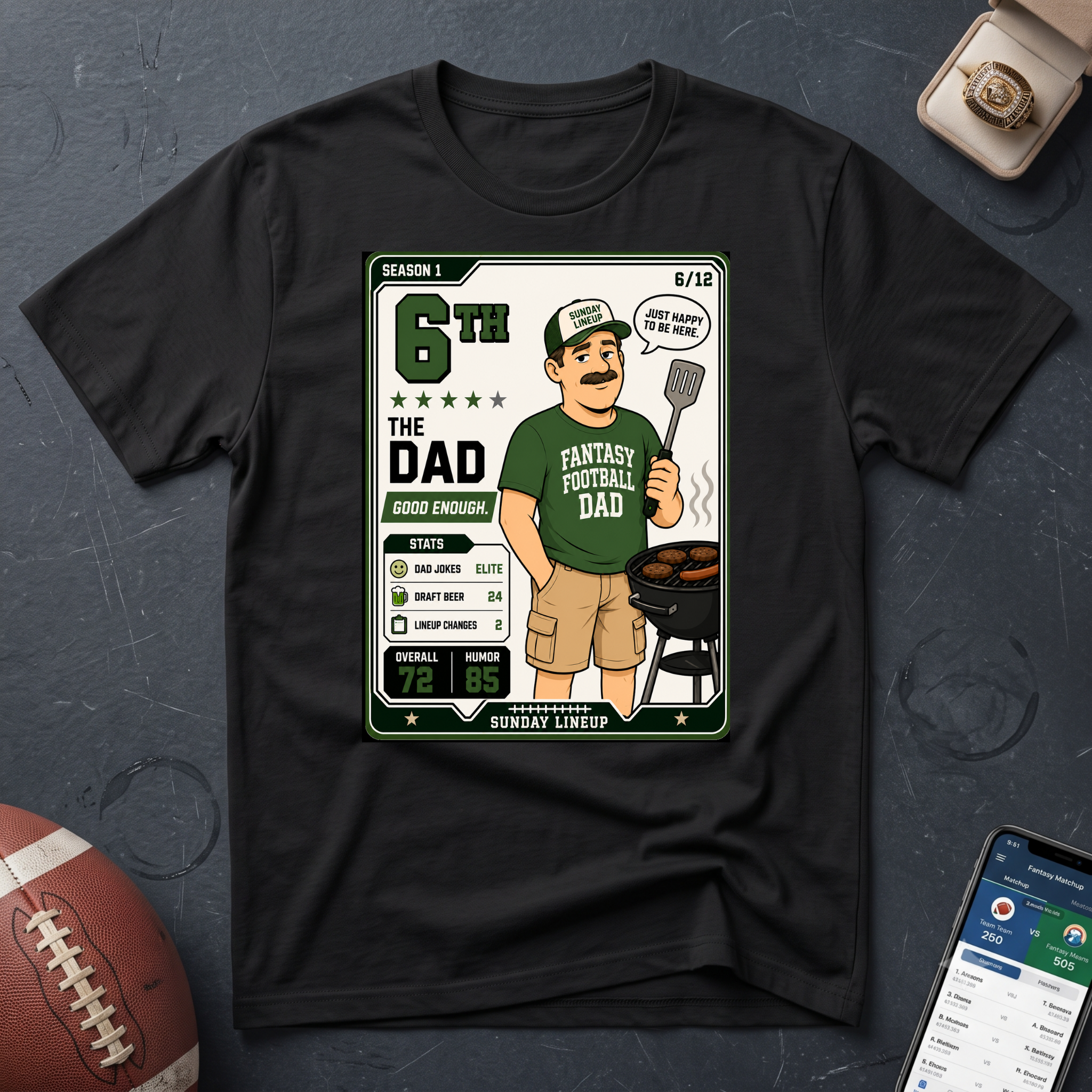 Fantasy Football Dad T‑Shirt 6th Place
