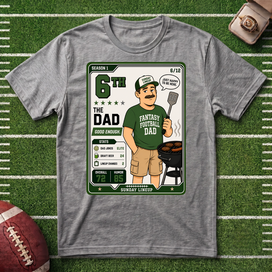 6th Place Fantasy Football League Placement Series Dad 6/12 T‑Shirt