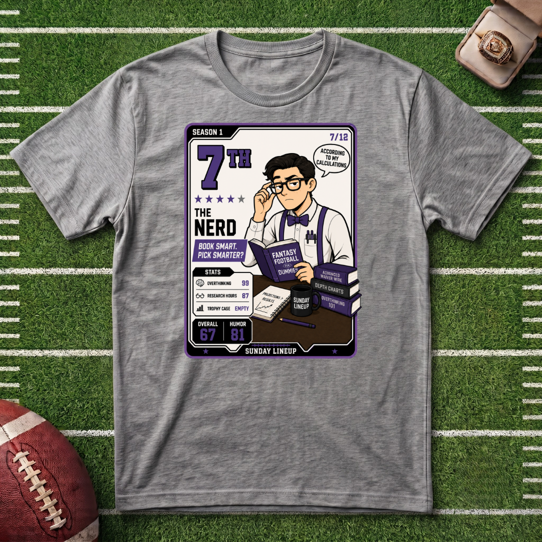 7th Place Fantasy Football League Placement Series Nerd 7/12 T-Shirt