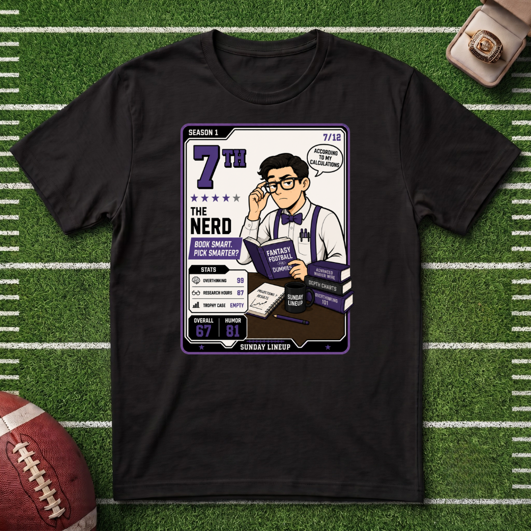 7th Place Fantasy Football League Placement Series Nerd 7/12 T-Shirt